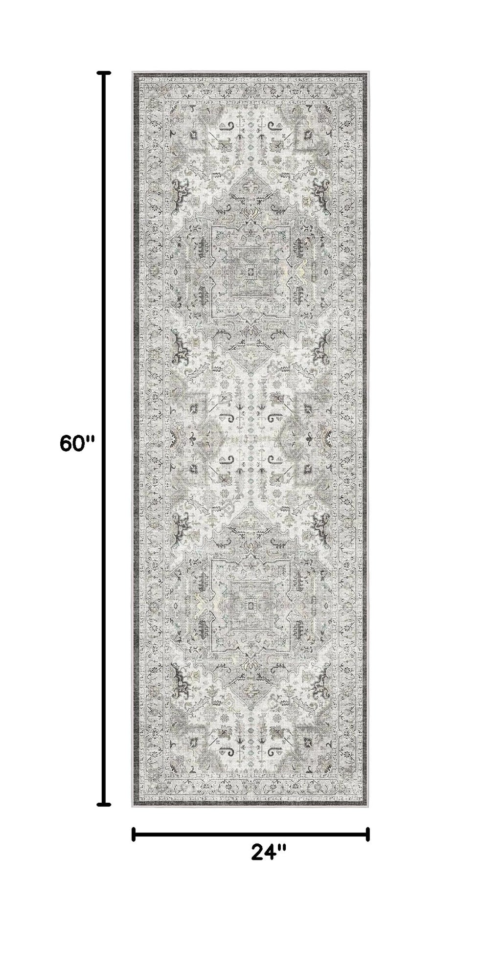 Hallway Runner Rug 2x5 Washable Entry Rugs Non (Ivory/Brown / 2' x 5' (Runner))