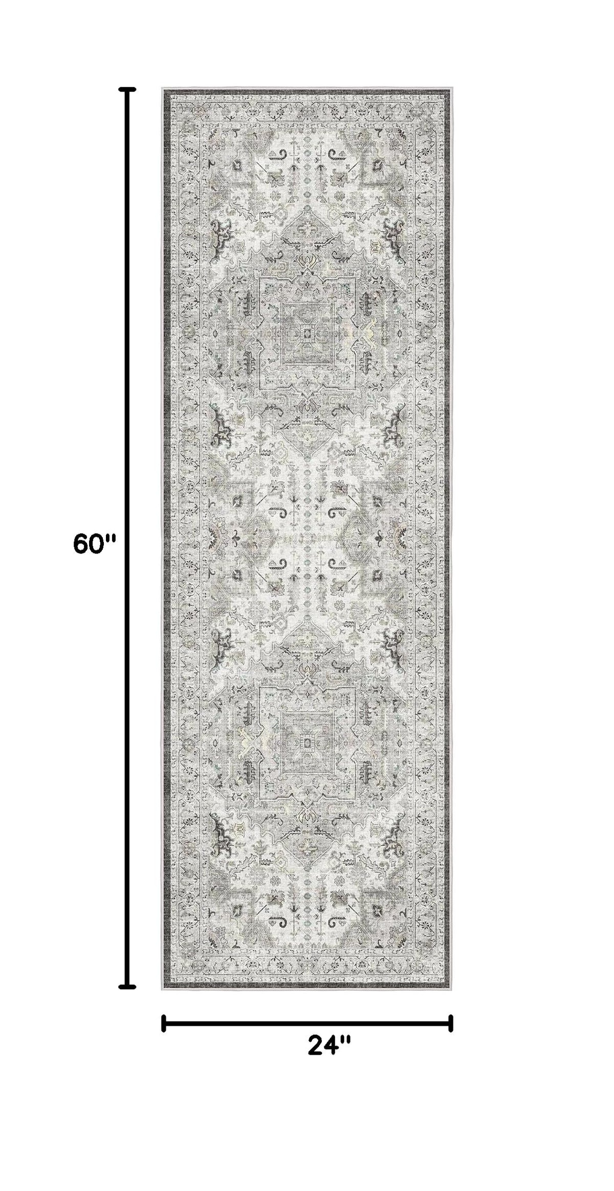 Hallway Runner Rug 2x5 Washable Entry Rugs Non (Ivory/Brown / 2' x 5' (Runner))