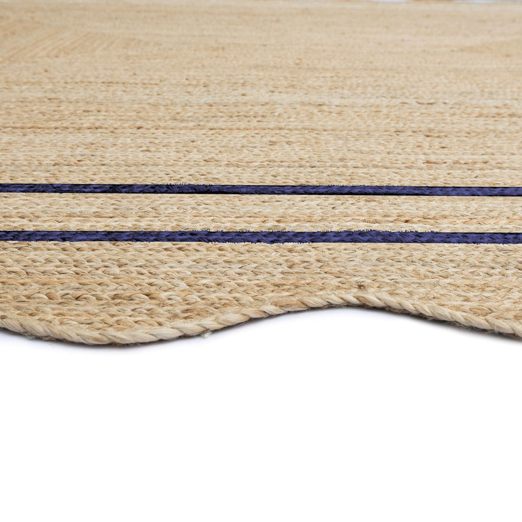 Wave Scalloped Jute Runner Handwoven Hallway Runner Navy Blue 2'x20' (2'x20' / Navy Blue)