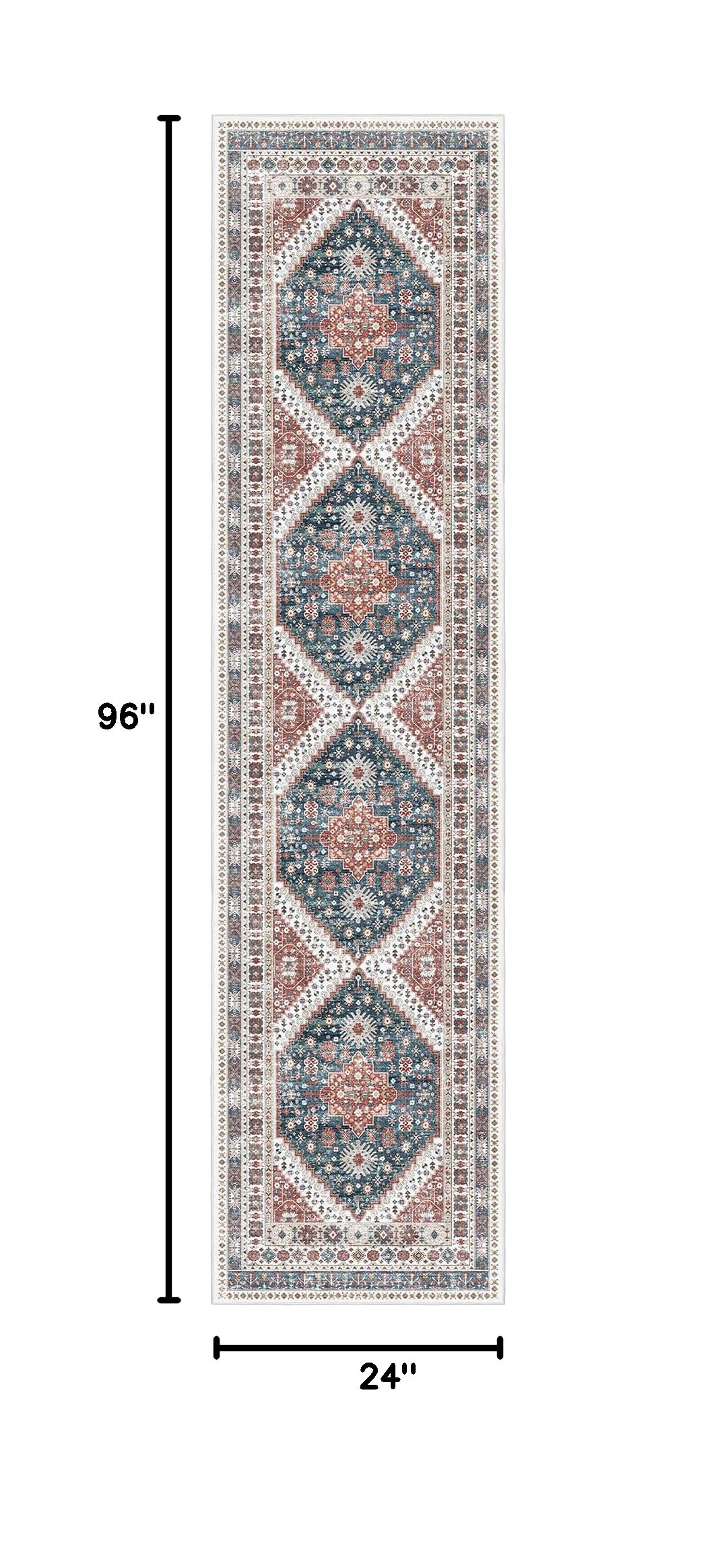 Hallway Runner Rug 2x8 Washable Kitchen Rugs Non (Navy Blue / 2' x 8' (Runner))