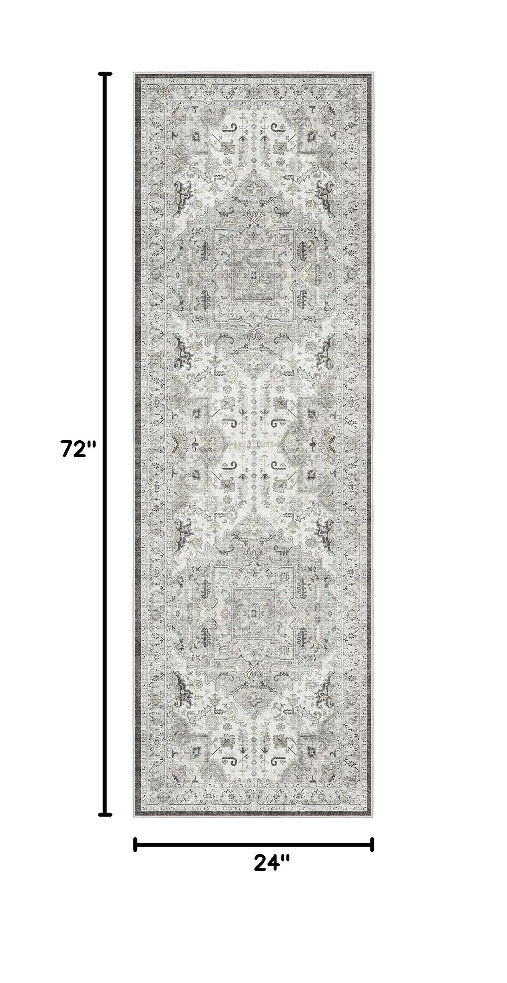 Washable Runner Rug 2x6 Runners for Hallways Non Slip (Ivory/Brown / 2' x 6' (Runner))