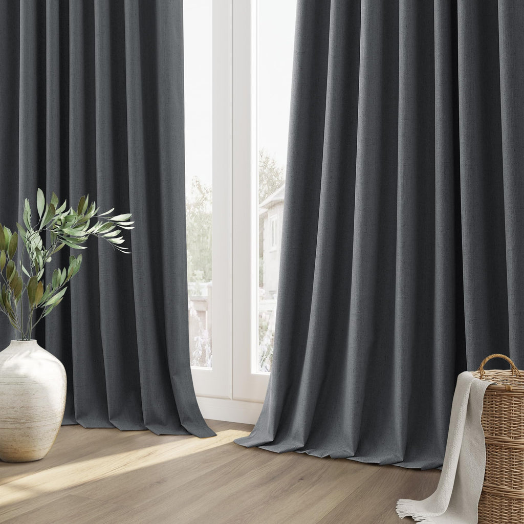 100% Blackout Curtains 84 Inch Length 2 Panels Set for Living Room Bedroom Back Tab Thermal Insulated Black Out Linen Drapes Room Darkening Blazer Grey (Blazer Grey / 52"W x 84"L (Pack of 2))