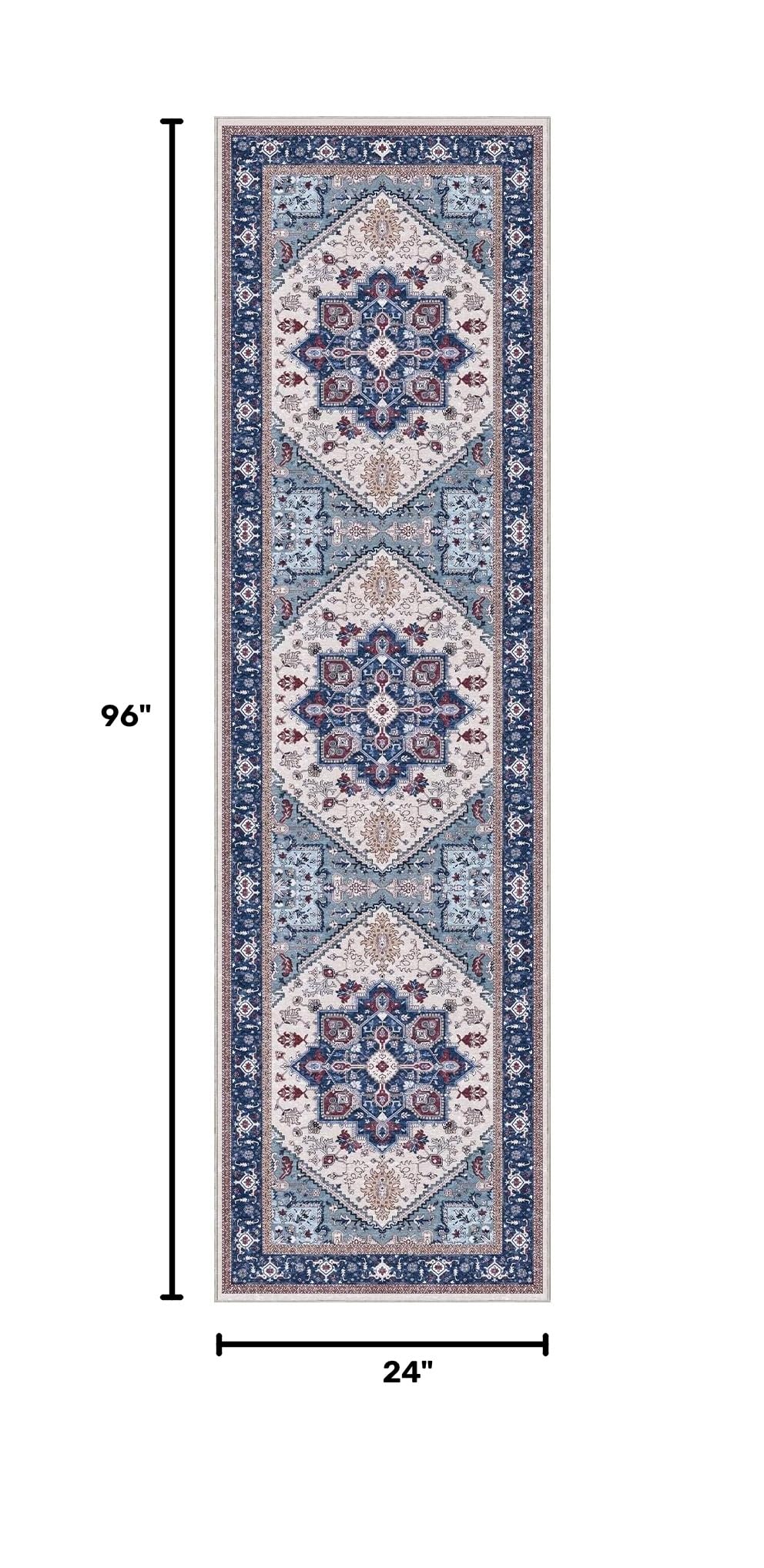 Soft Area Rugs 2x8 (2' x 8' (Runner) / Blue & Red)