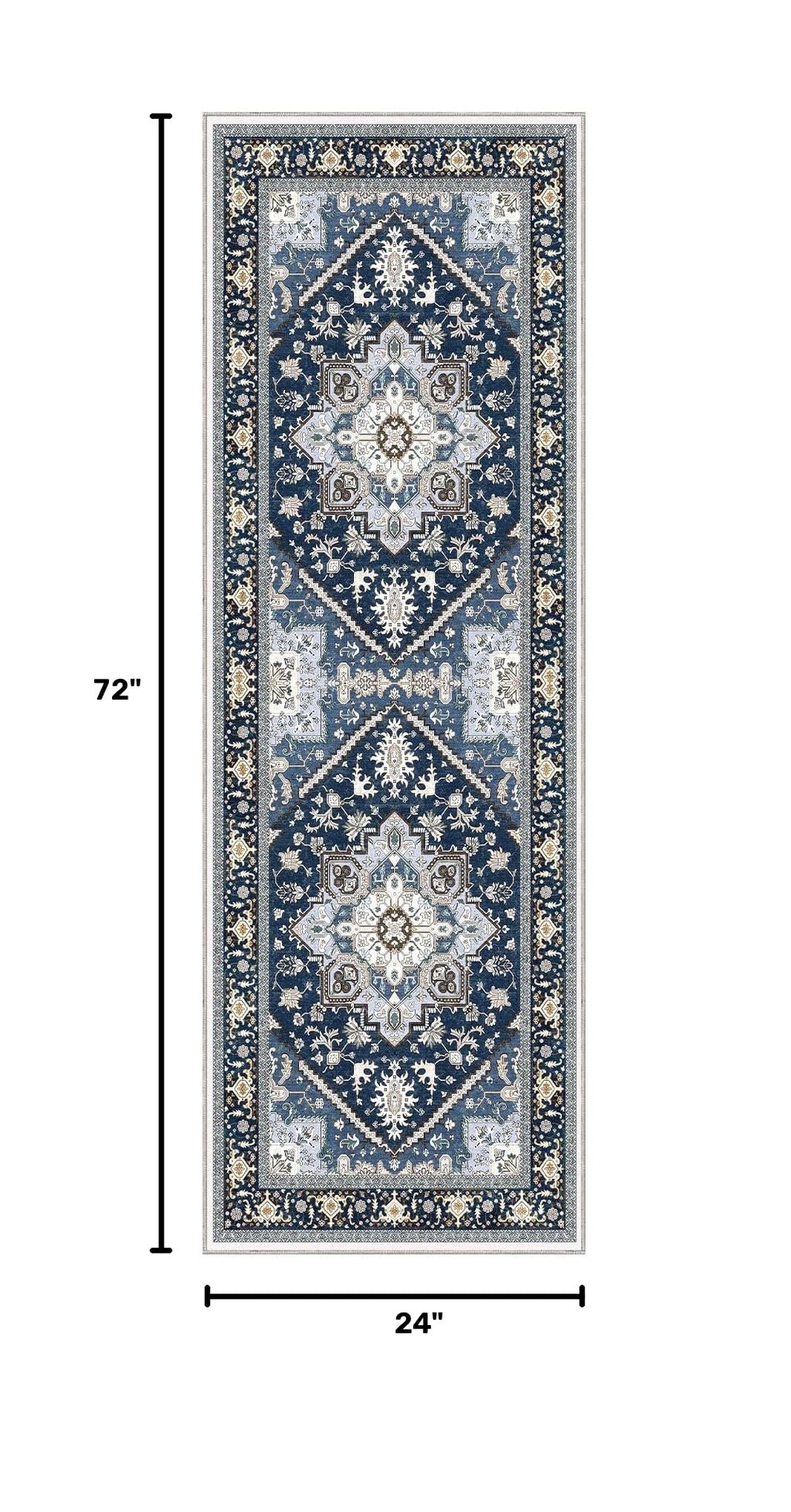 Soft Area Rugs 2x6 (2' x 6' (Runner) / Blue & Gold)