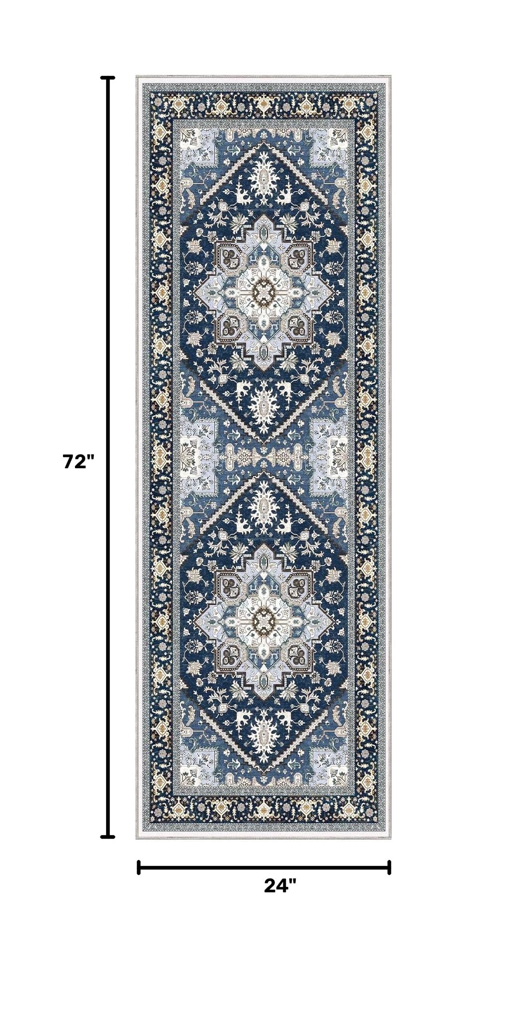 Soft Area Rugs 2x6 (2' x 6' (Runner) / Blue & Gold)