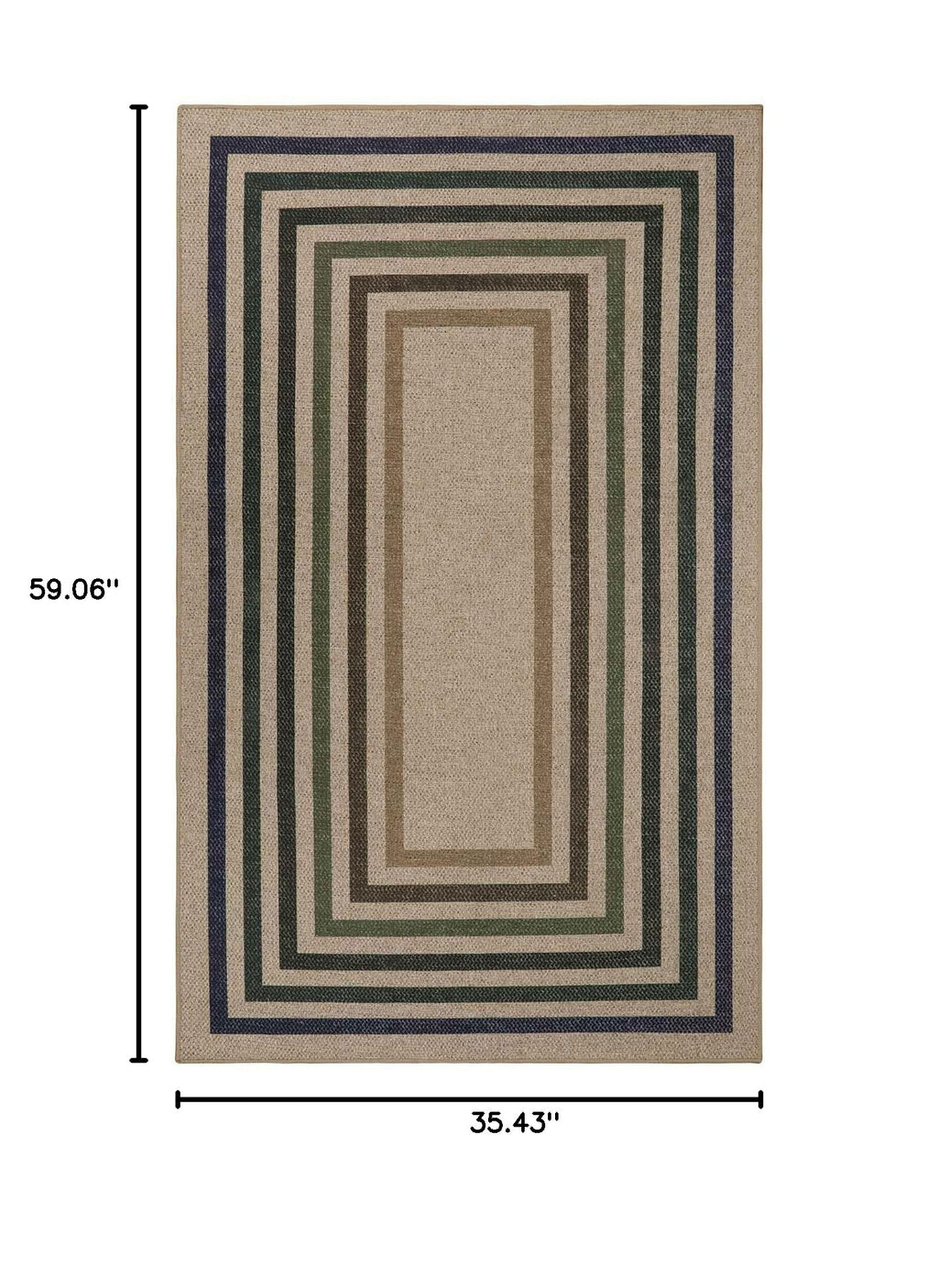 Mid Century Modern Easy Jute Rug (3' x 5' (Rectangular) / Nature/Colorful Border)