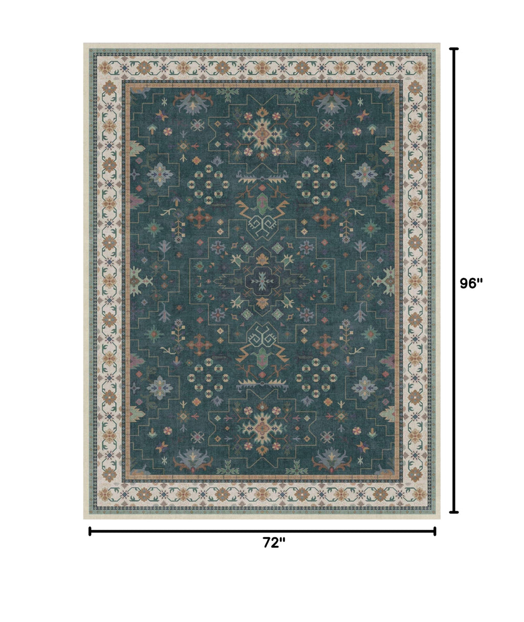 Vintage Dark Green 6x8 Dining Room Rugs for Under Kitchen Table (6' x 8' (Rectangular) / Dark Green)