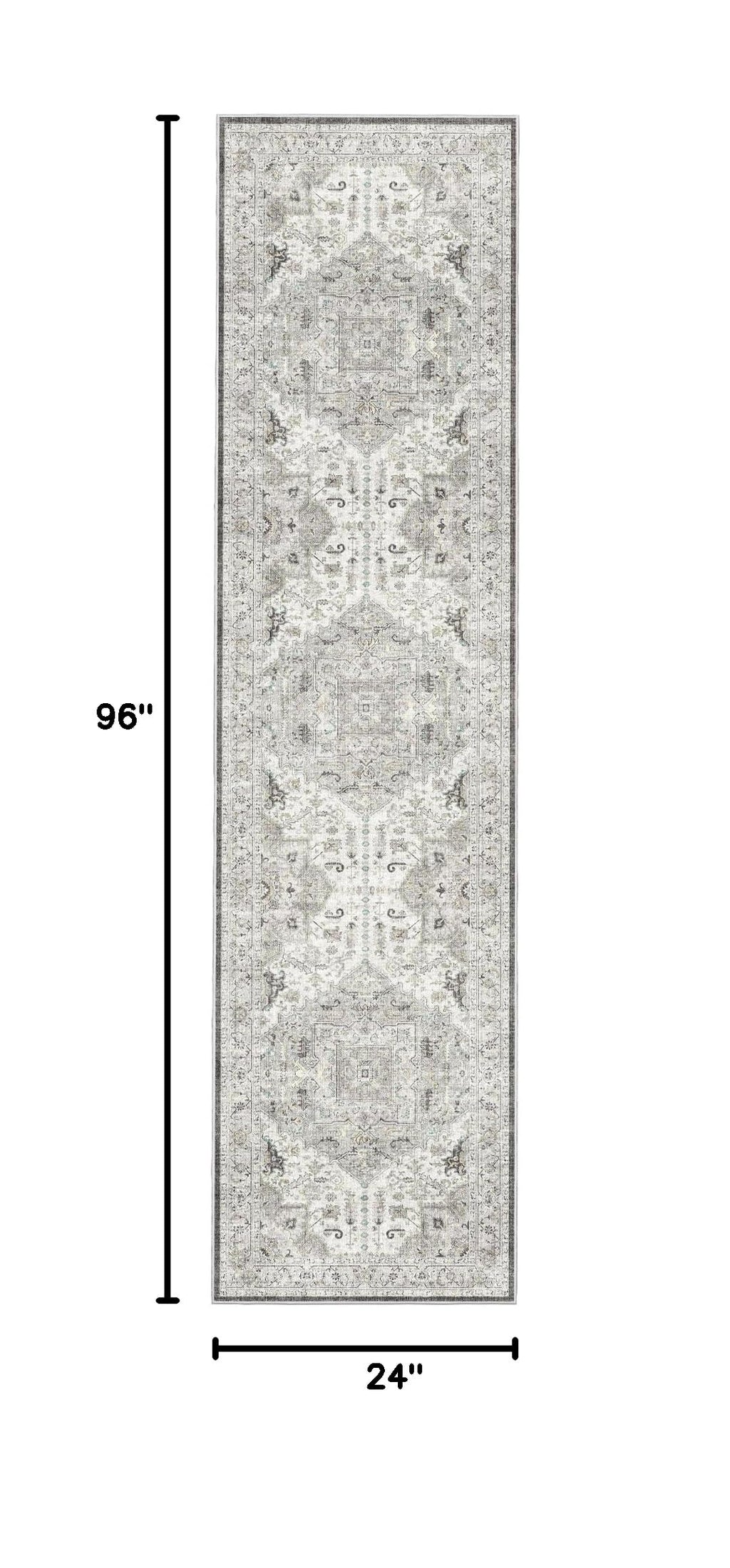 Hallway Runner Rug 2x8 Washable Kitchen Rugs Non (Ivory/Brown / 2' x 8' (Runner))