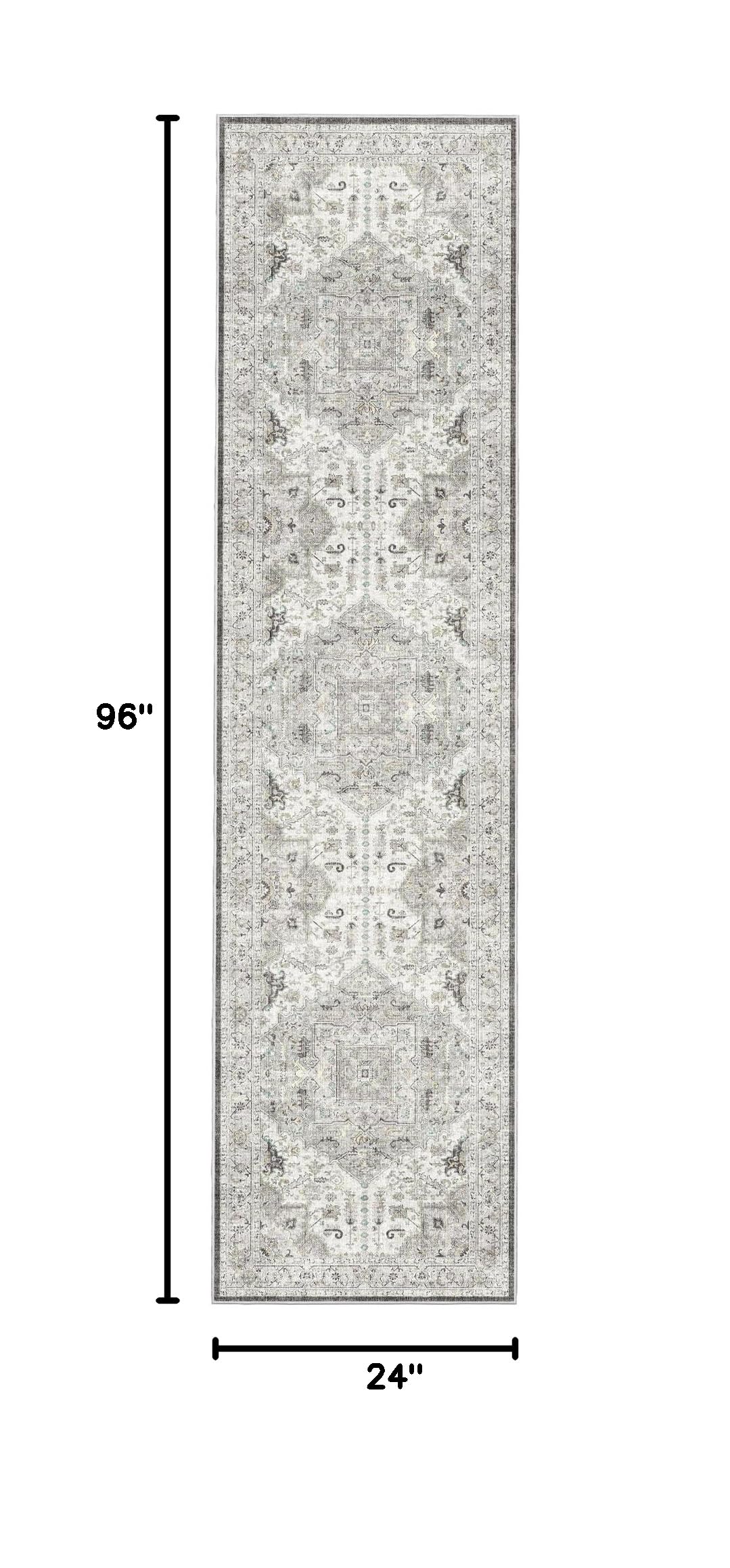 Hallway Runner Rug 2x8 Washable Kitchen Rugs Non (Ivory/Brown / 2' x 8' (Runner))