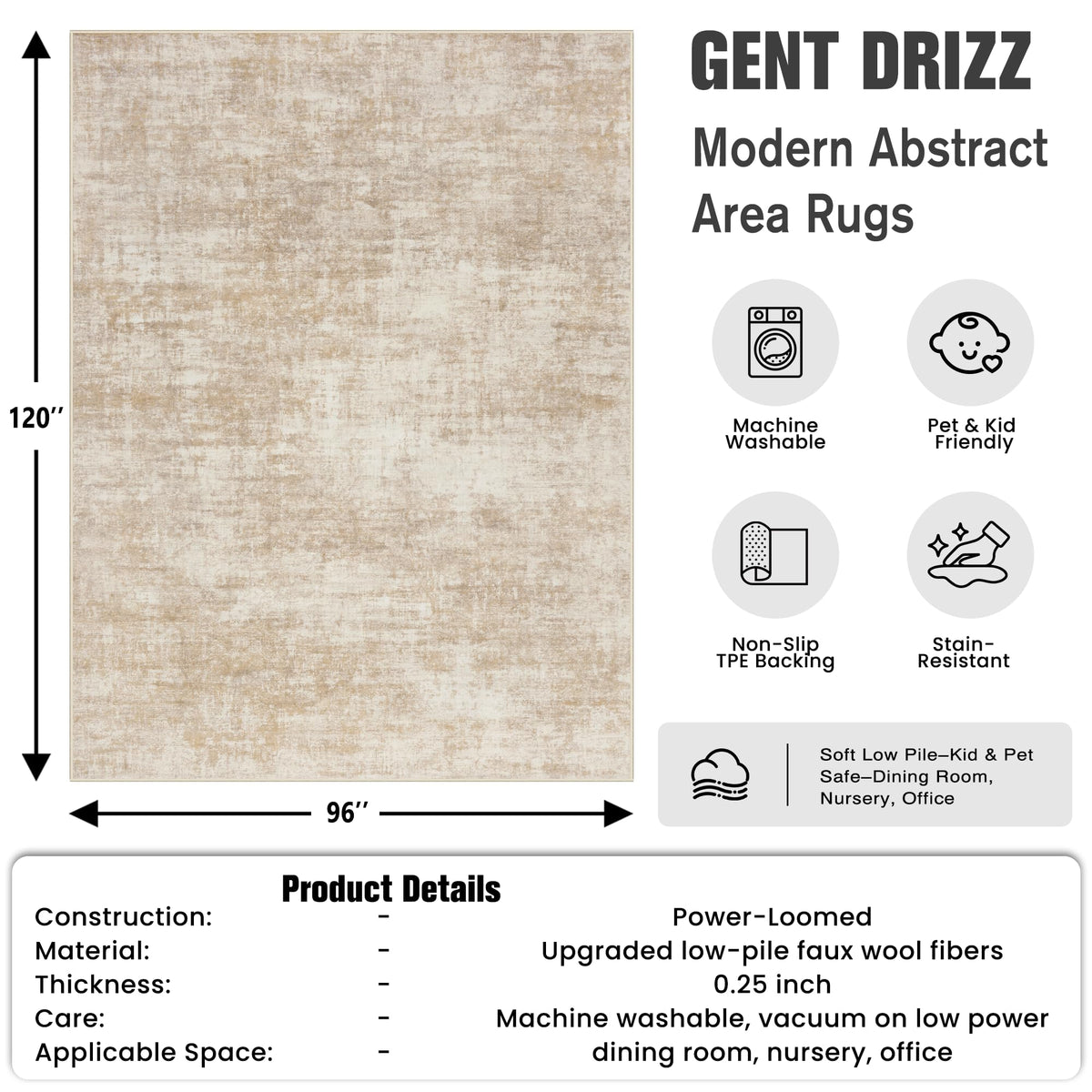 8x10 Area Rugs for Living Room (Beige / 8' x 10' (Rectangular))