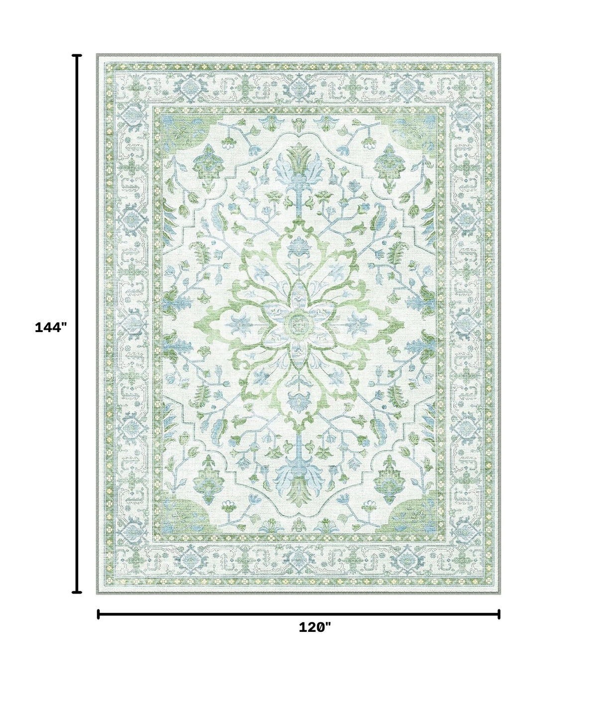 Washable Area Rug (Green/White/Blue / 10' x 12' (Rectangular))