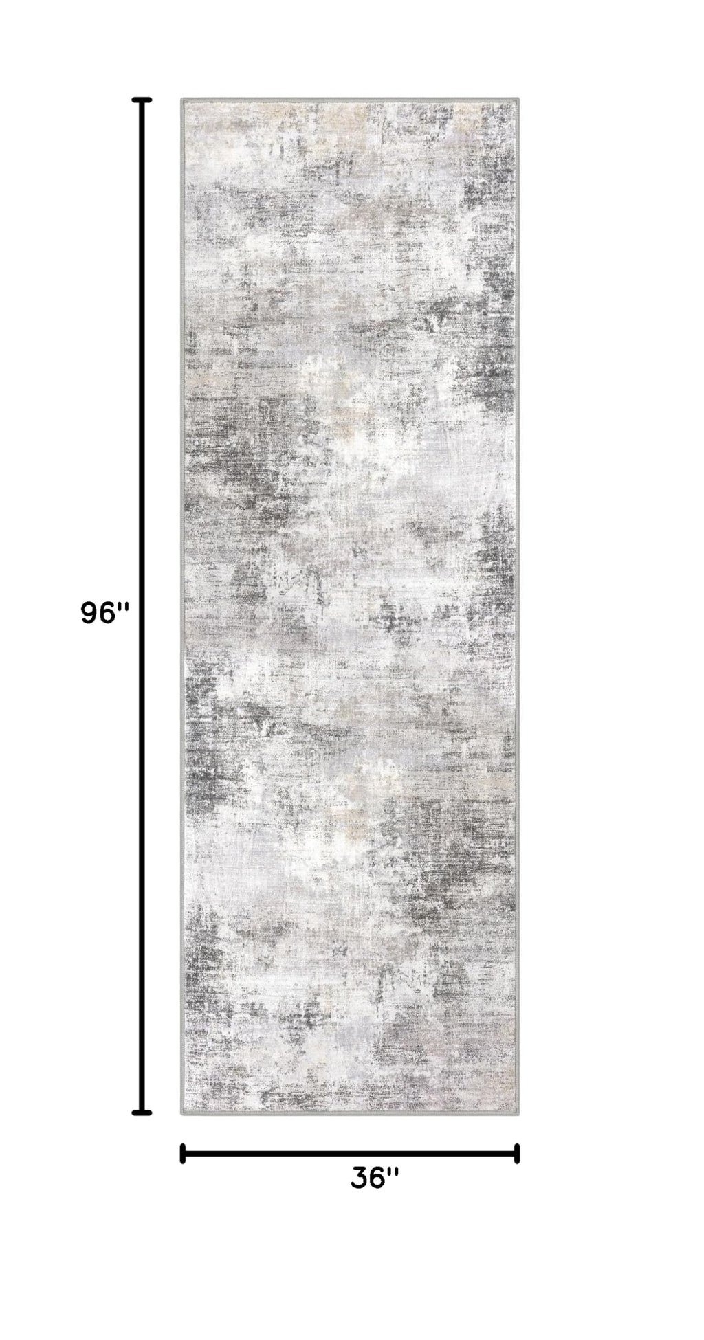 Abstract Runner Rug 3x8 Ft Washable Runners for Hallways (Ash Grey/Beige / 3' x 8' (Rectangular))