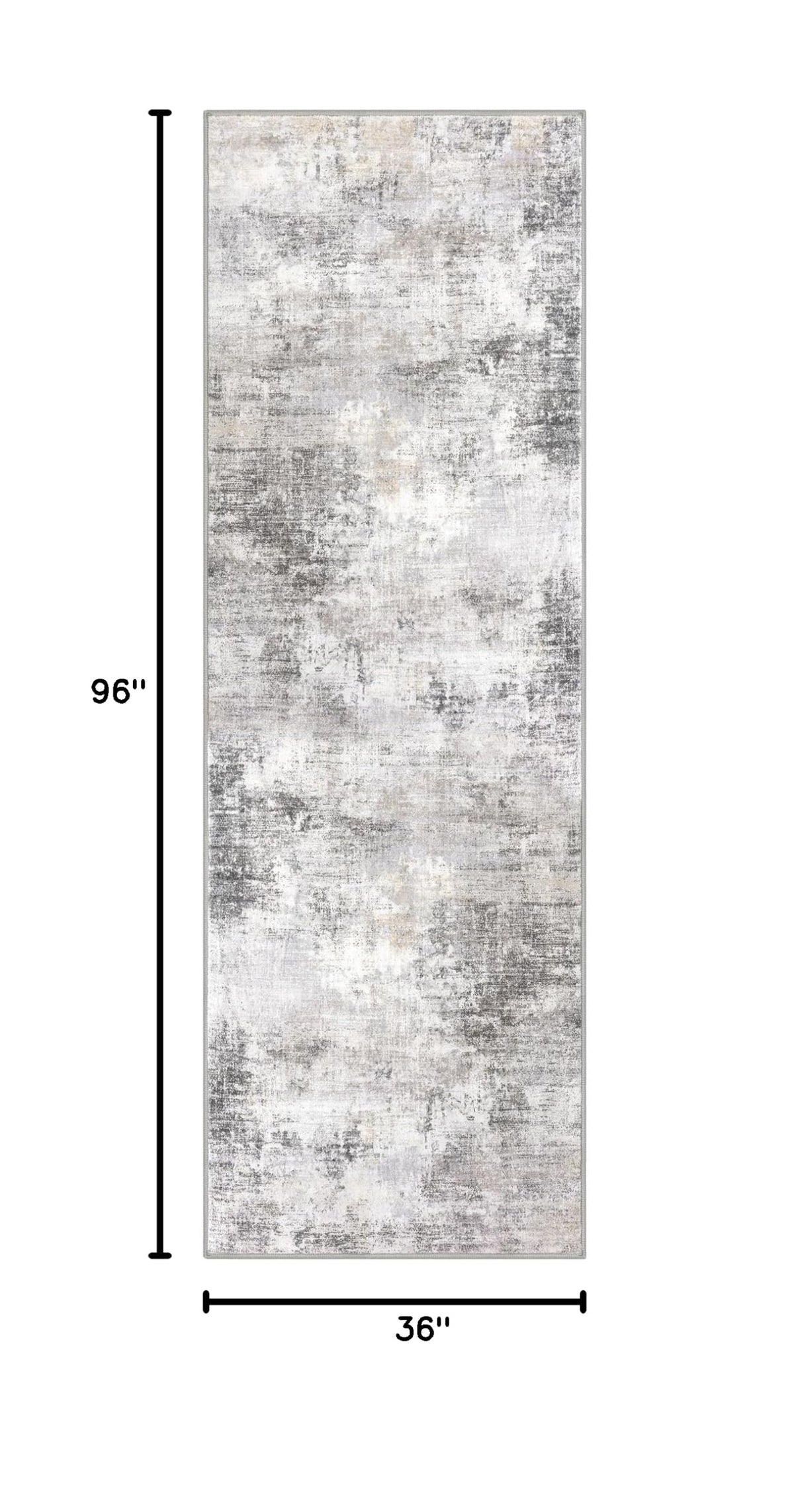 Abstract Runner Rug 3x8 Ft Washable Runners for Hallways (Ash Grey/Beige / 3' x 8' (Rectangular))