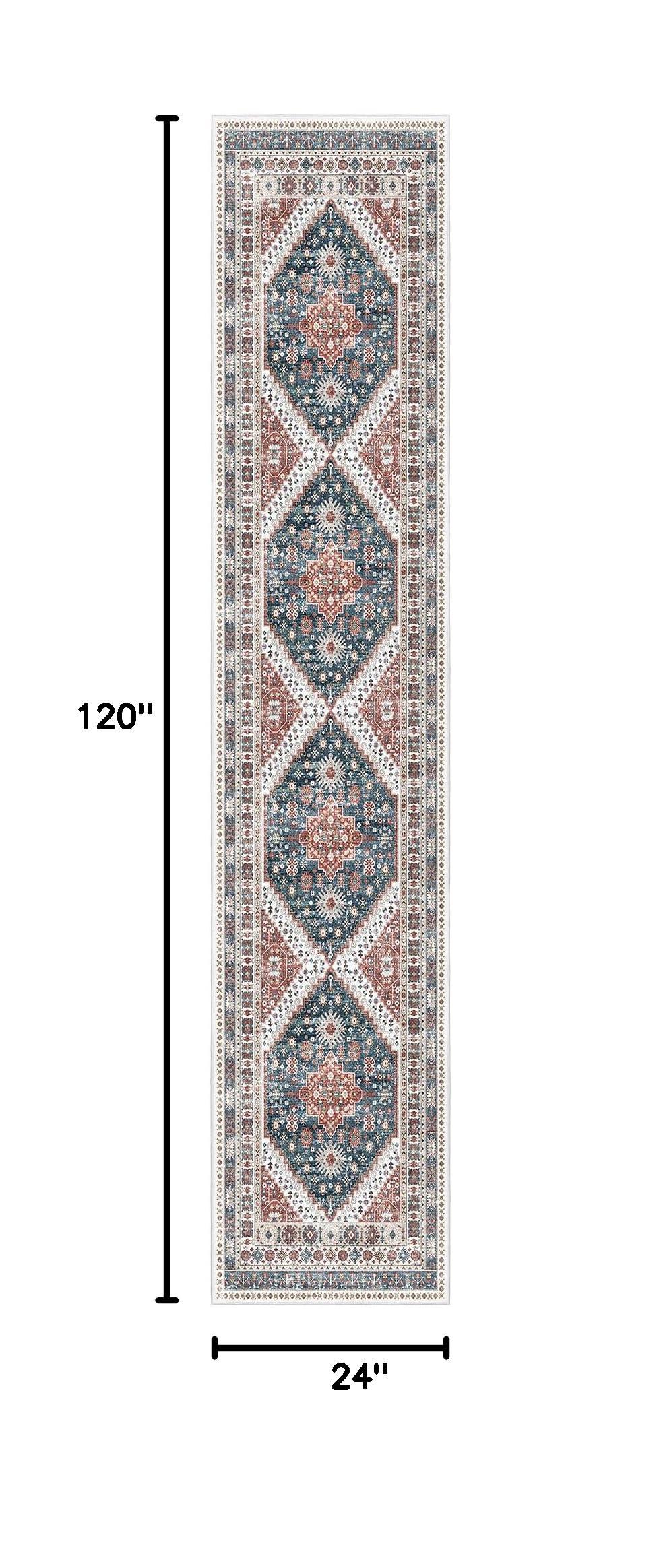 Washable Runner Rugs 2x10 Long for Hallway Kitchen (Navy Blue / 2' x 10' (Runner))