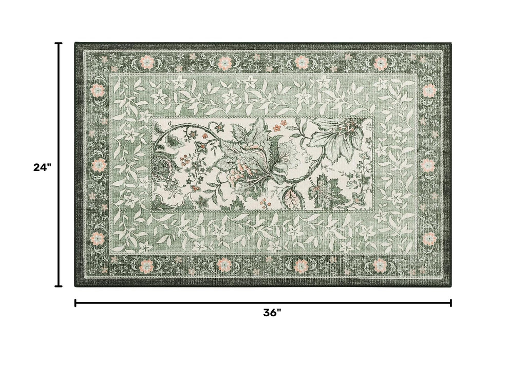Sage Green 2x3 Door Mat Indoor Rugs for Entryway Provence Small Botanical Grove Cottagecore Washable Non (Sage Grove / 2' x 3' (Rectangular))