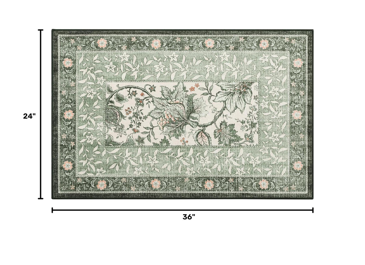Sage Green 2x3 Door Mat Indoor Rugs for Entryway Provence Small Botanical Grove Cottagecore Washable Non (Sage Grove / 2' x 3' (Rectangular))