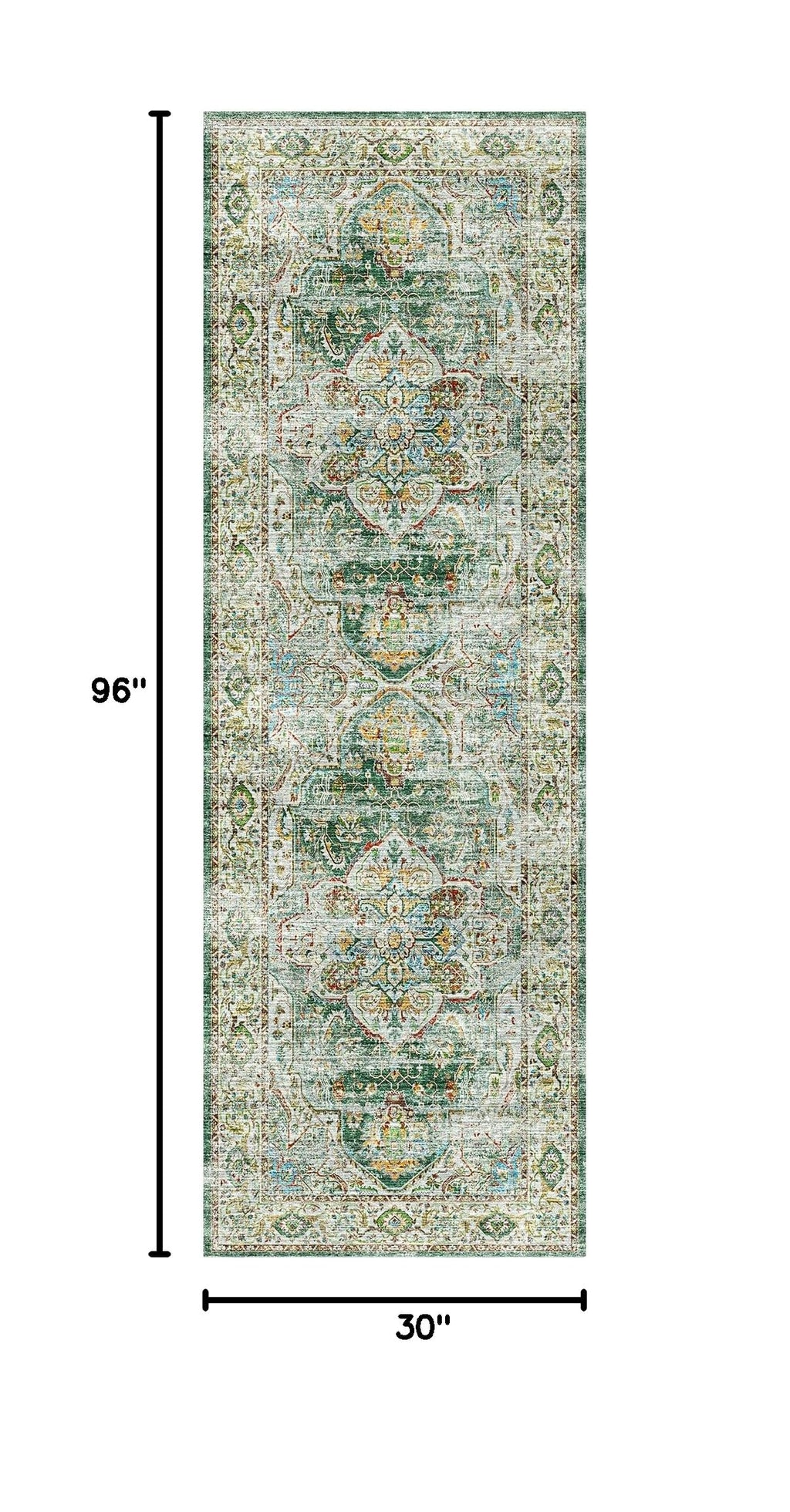 Kitchen Runner 2'6''x8' Soft Rug Runners for Hallways (Green / 2'6" x 8' (Runner))