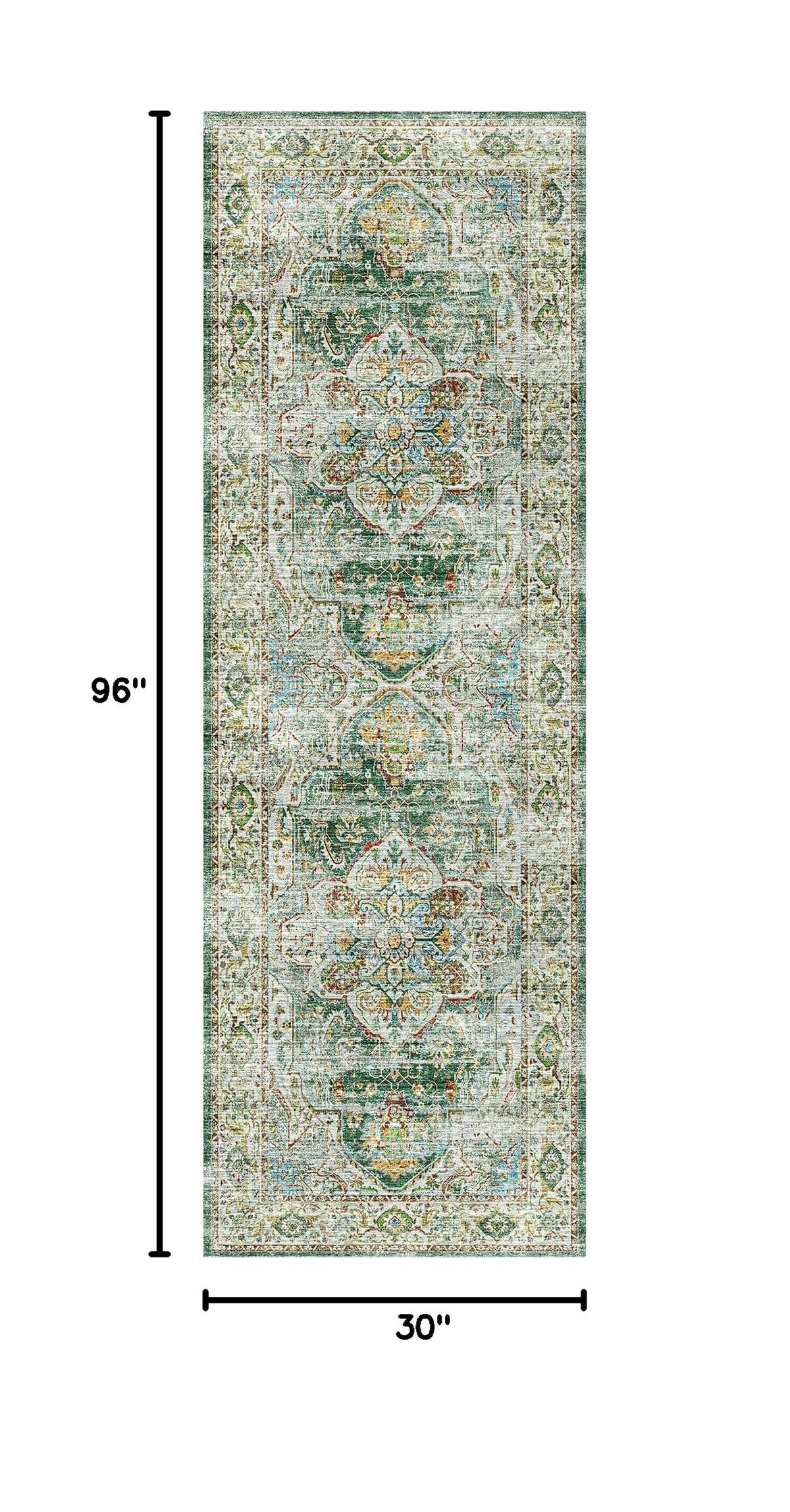 Kitchen Runner 2'6''x8' Soft Rug Runners for Hallways (Green / 2'6" x 8' (Runner))