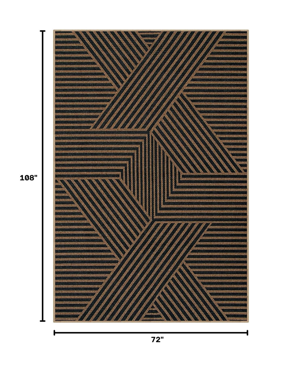 Modern Geometric Easy Jute Carpet (6' x 9' / Black/Nature Geometric-2)