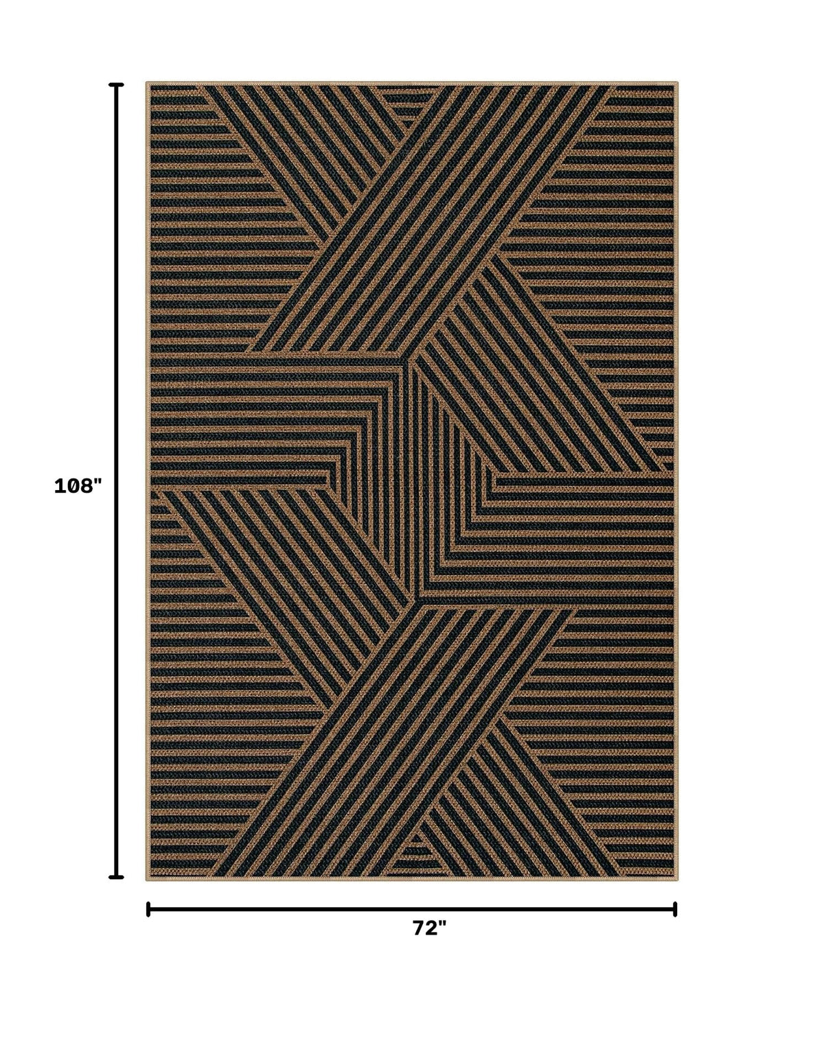 Modern Geometric Easy Jute Carpet (6' x 9' / Black/Nature Geometric-2)
