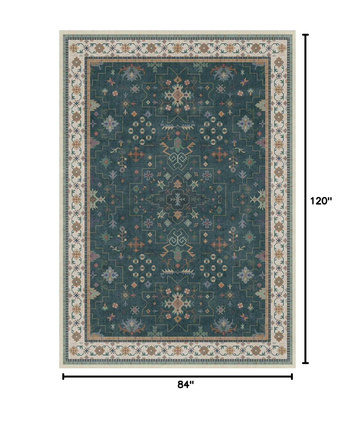 Dark Green Vintage 7x10 Washable Rugs for Living Room (7' x 10' (Rectangular) / Dark Green)