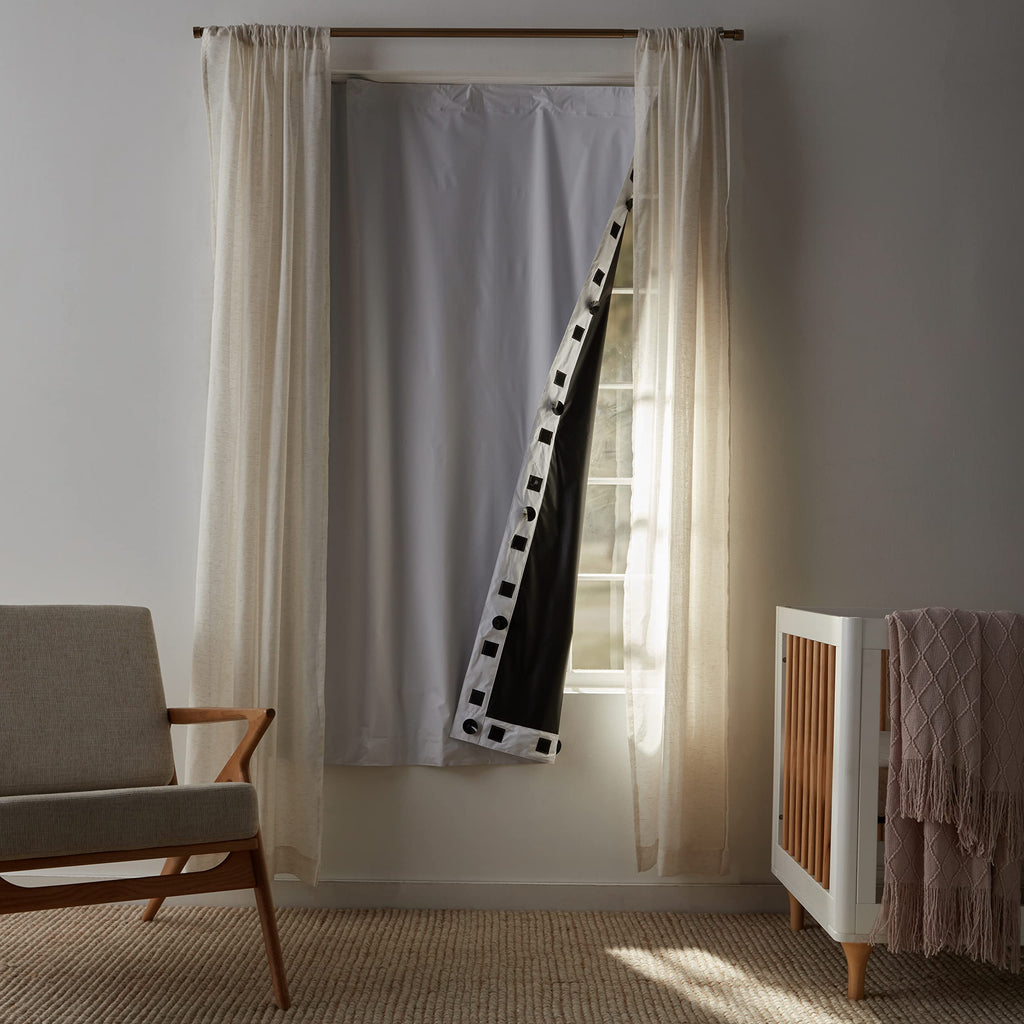 Portable Room Darkening Light Blocking Blackout Curtain Shade with Suction Cups (White / 1-Pack)