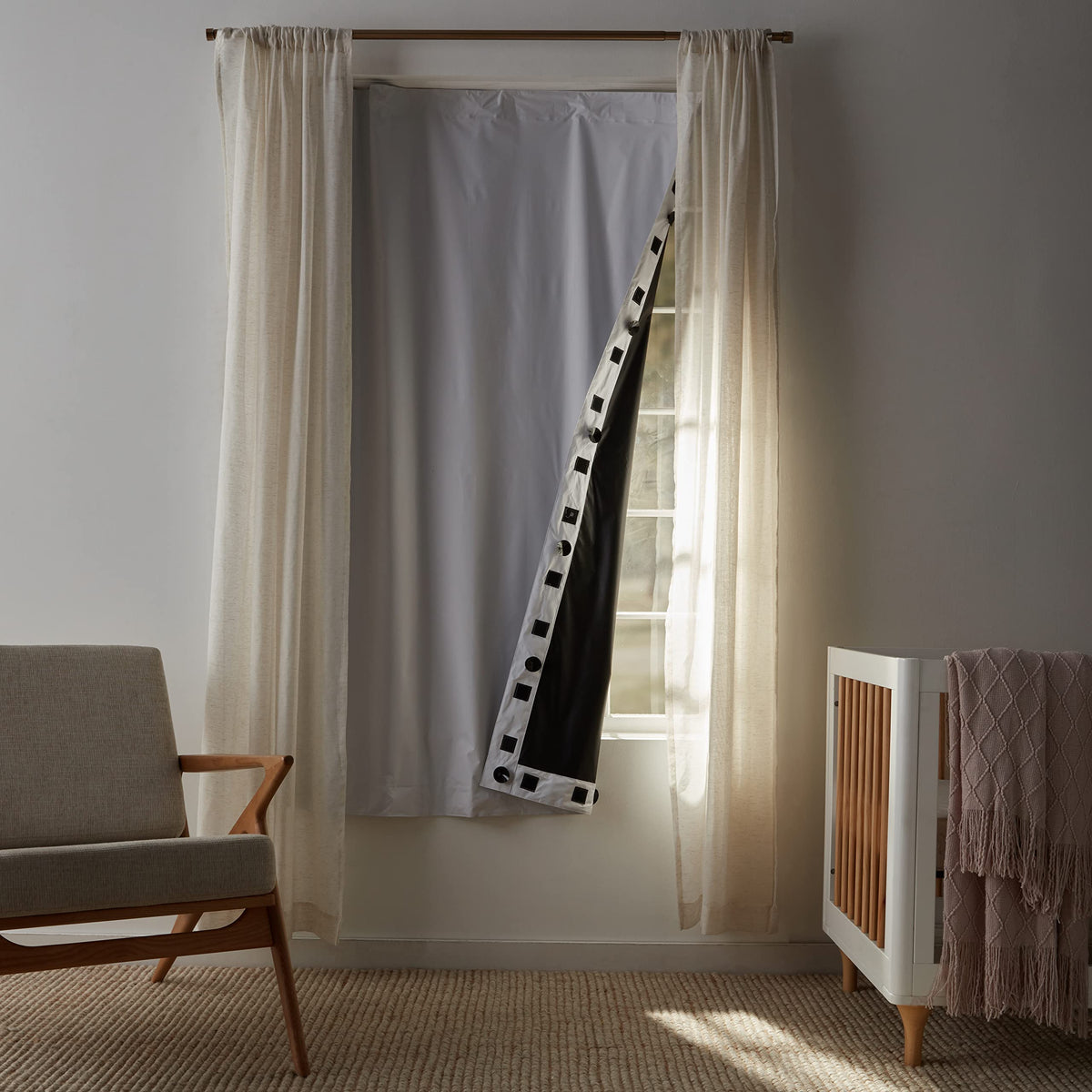 Portable Room Darkening Light Blocking Blackout Curtain Shade with Suction Cups (White / 1-Pack)