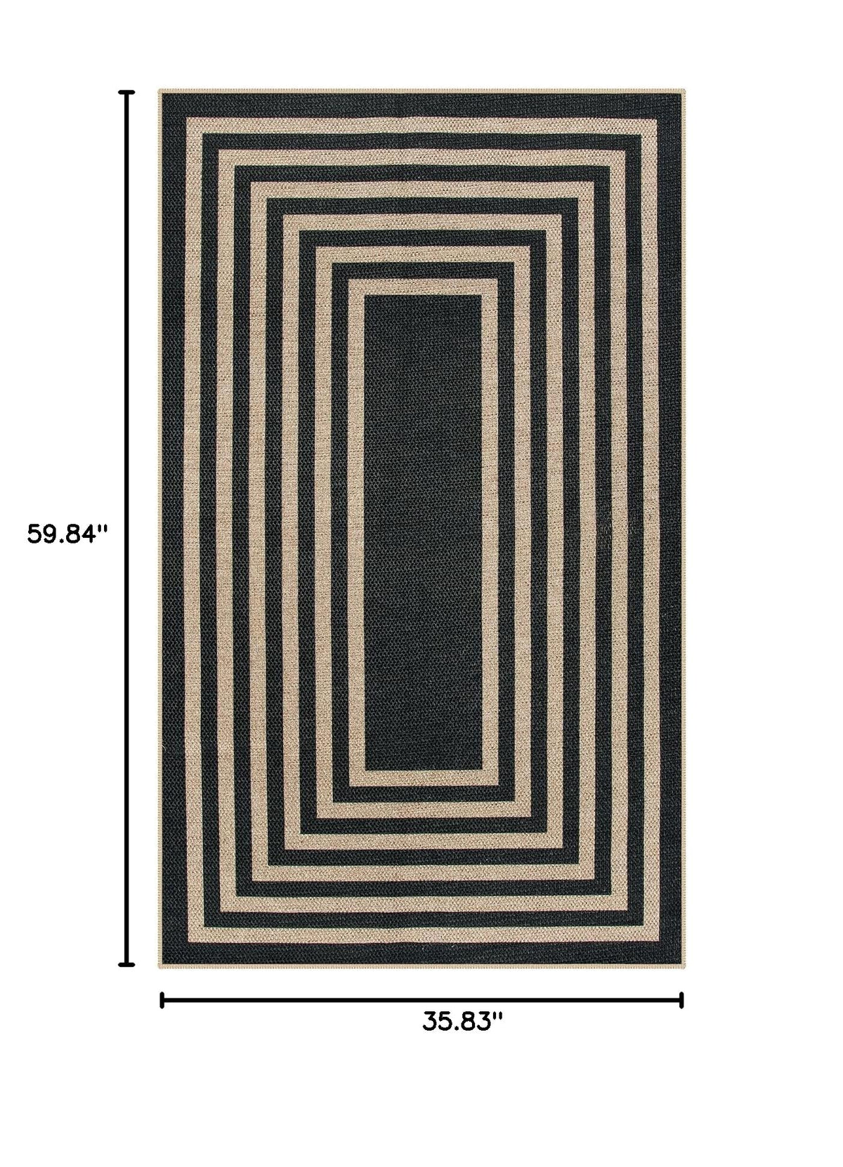 Modern 3x5 Outdoor Rug (3' x 5' (Rectangular) / Black/Nature Border)