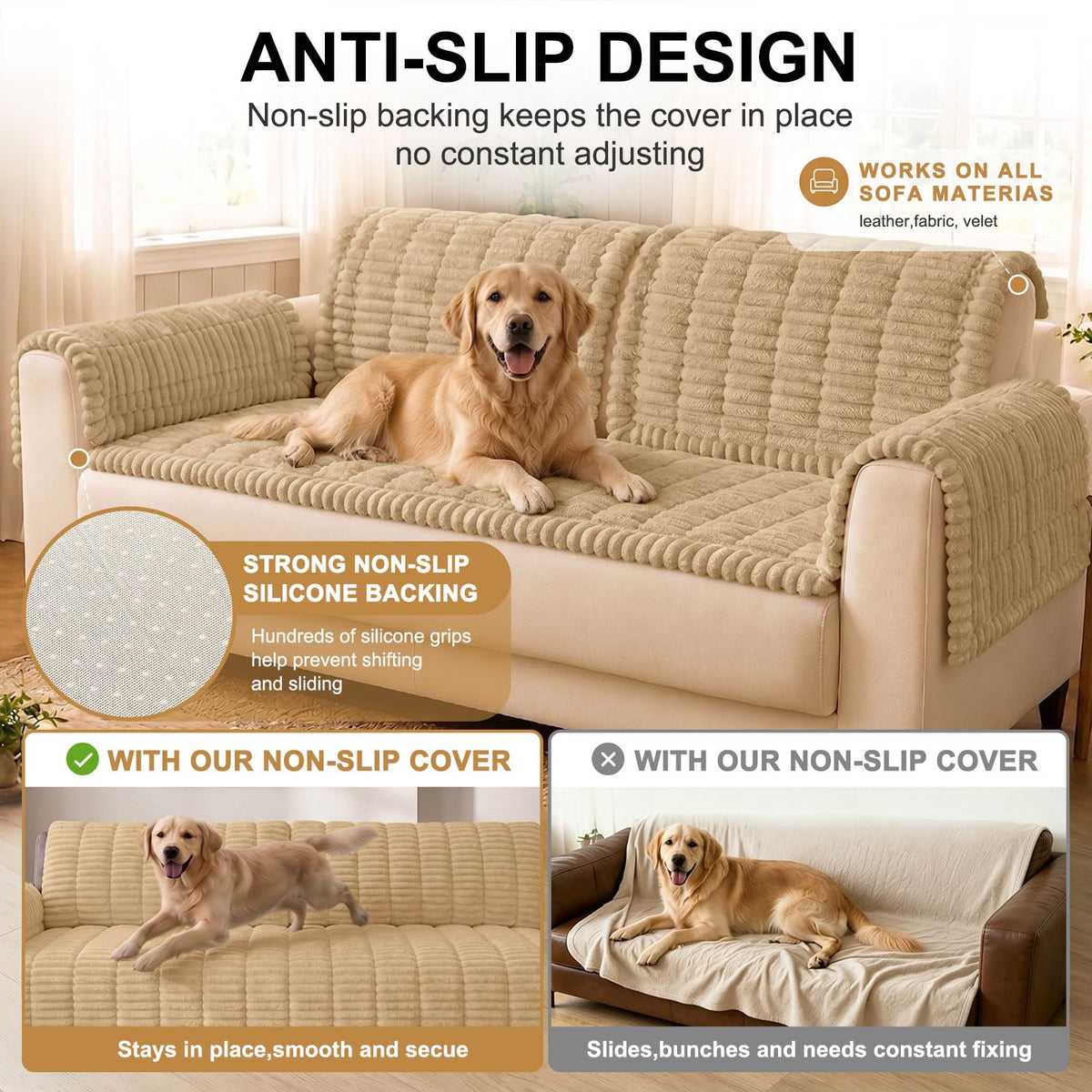 Couch Cover for Dogs (Camel / 27.6"x82.7")