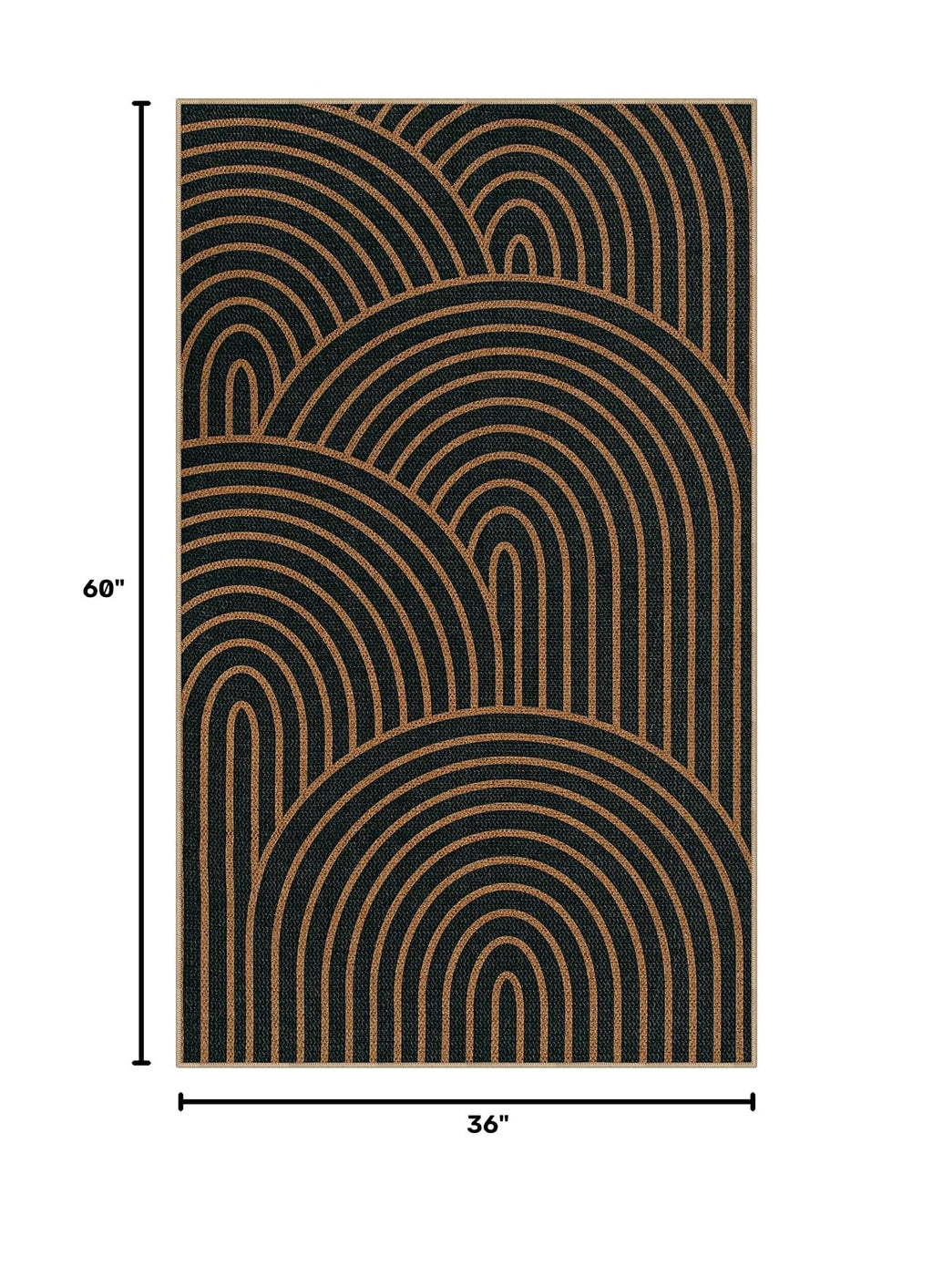 Modern Rainbow Easy Jute Front Porch Rug (3' x 5' (Rectangular) / Black/Multi-rainbow-1)