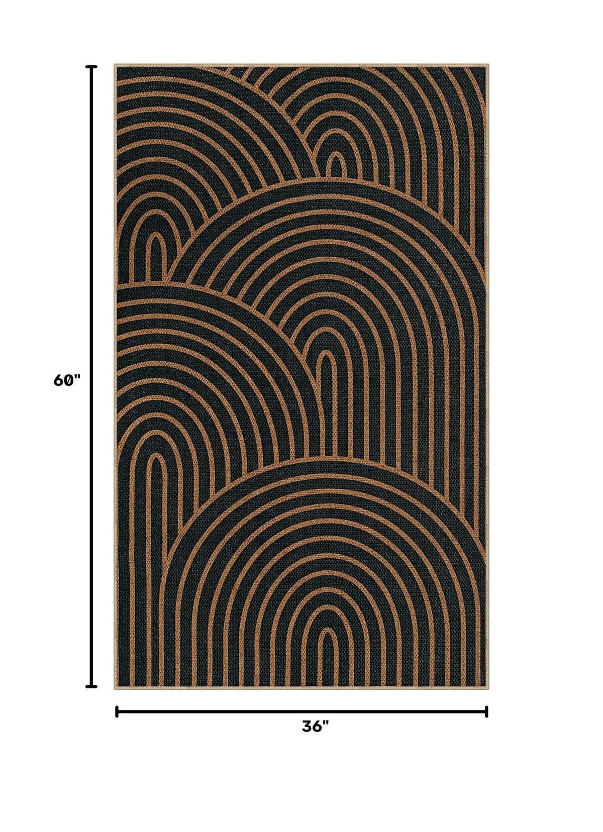 Modern Rainbow Easy Jute Front Porch Rug (3' x 5' (Rectangular) / Black/Multi-rainbow-1)