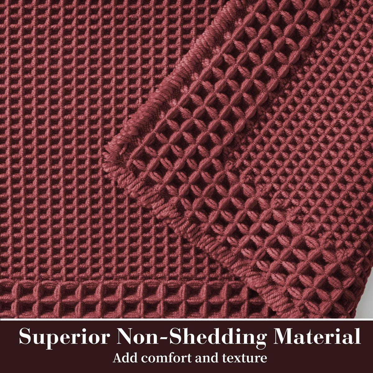 Waffle Bath Mat for Bathroom Non Slip Bathroom Rugs 24"x36" Dark Red (Dark Red / 24" X 36")