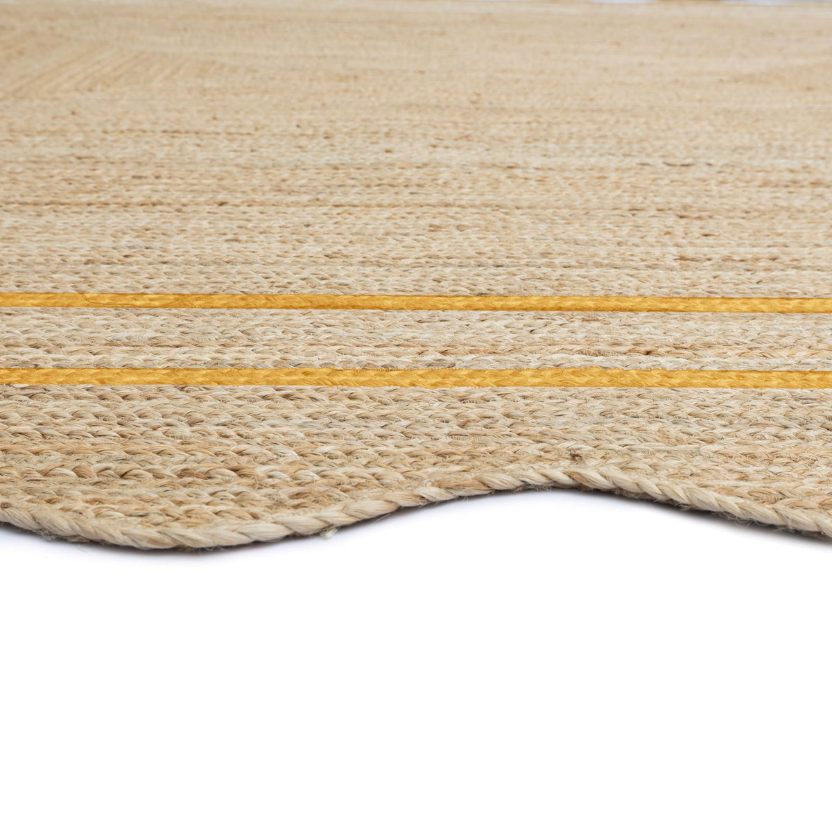 Wave Scalloped Jute Runner Handwoven Hallway Runner Yellow 2'x8' (2'x8' / Yellow)