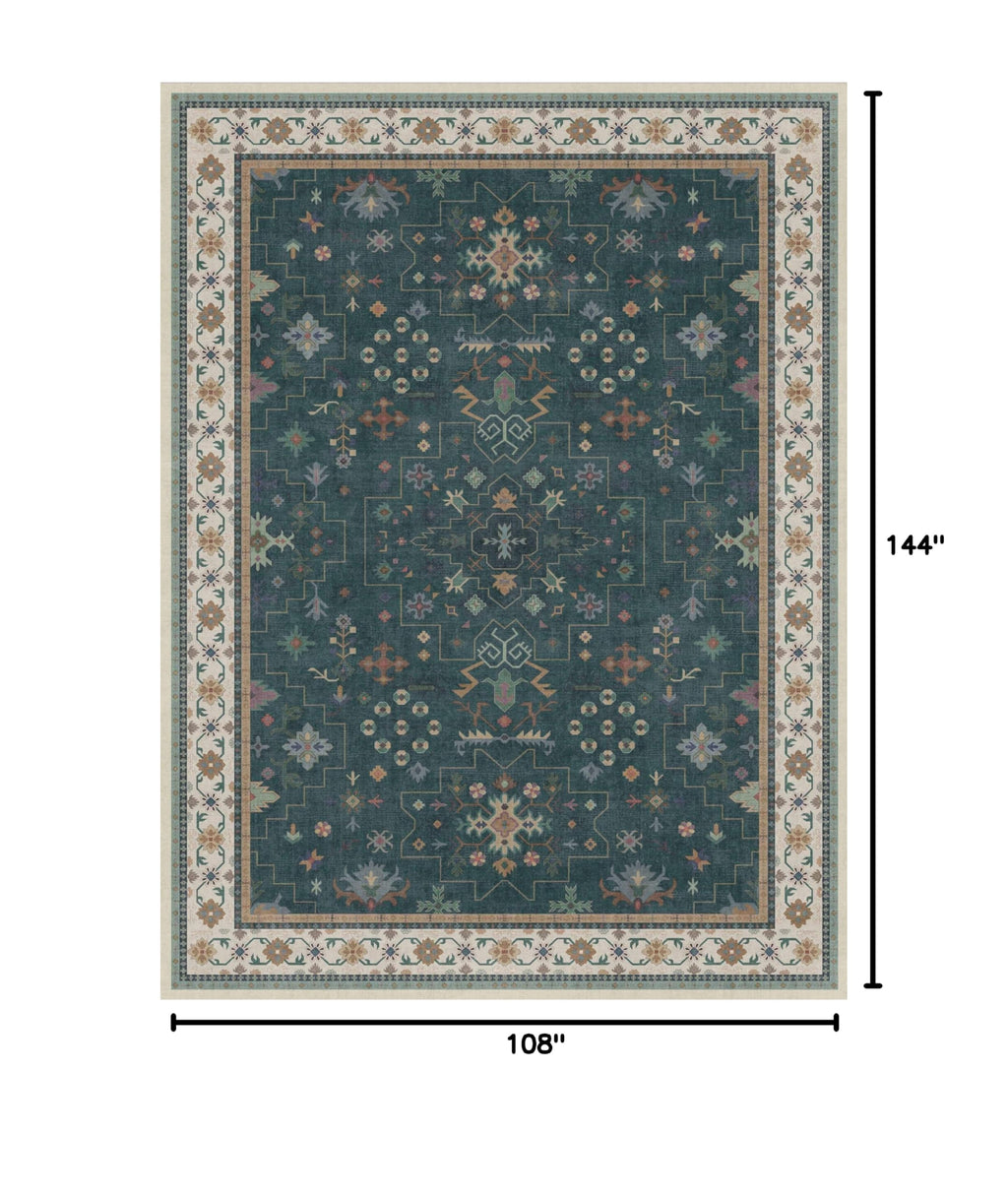 Dark Green Vintage Living Room Rug 9x12 (9' x 12' (Rectangular) / Dark Green)