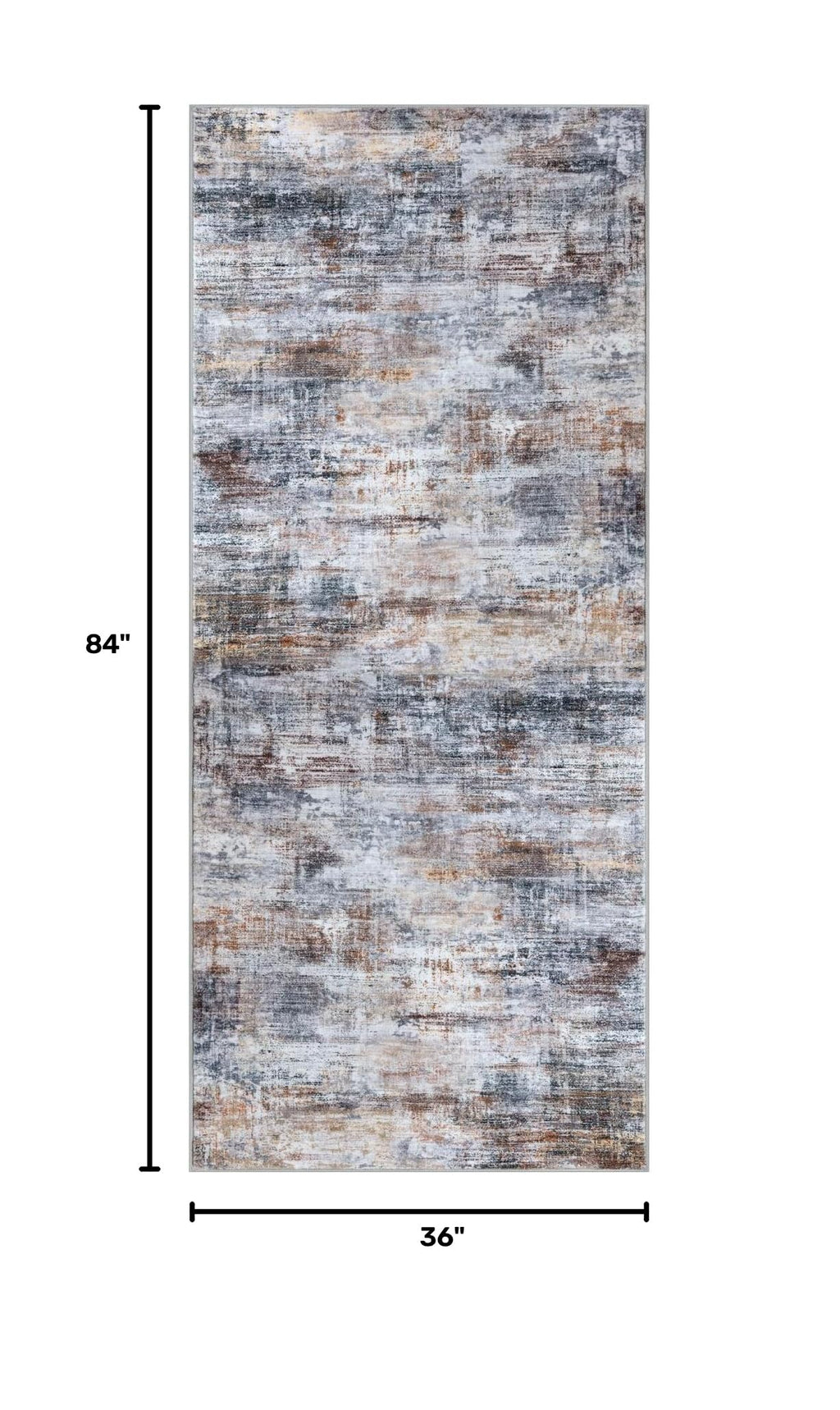 Abstract Runner Rug 3x7 Ft Washable Runners for Hallways (Orange/Brown/Grey / 3' x 7' (Rectangular))