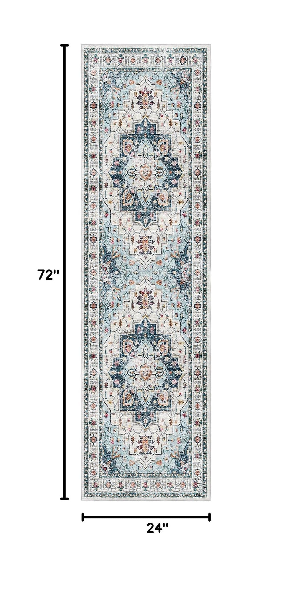 Washable Runner Rug 2x6 Runners for Hallways Non Slip (Blue / 2' x 6' (Runner))