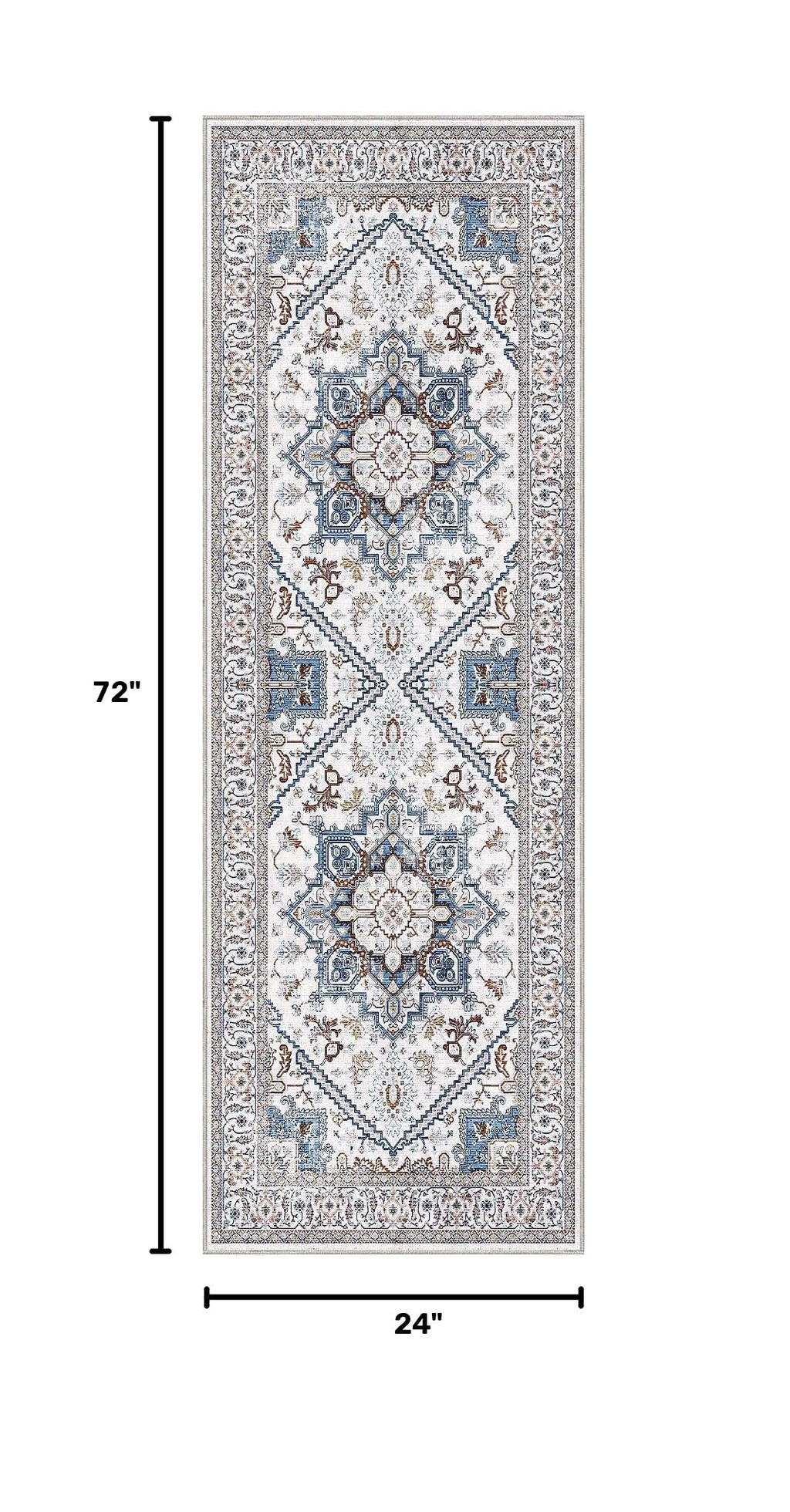 Soft Area Rugs 2x6 (2' x 6' (Runner) / Cream White & Blue)