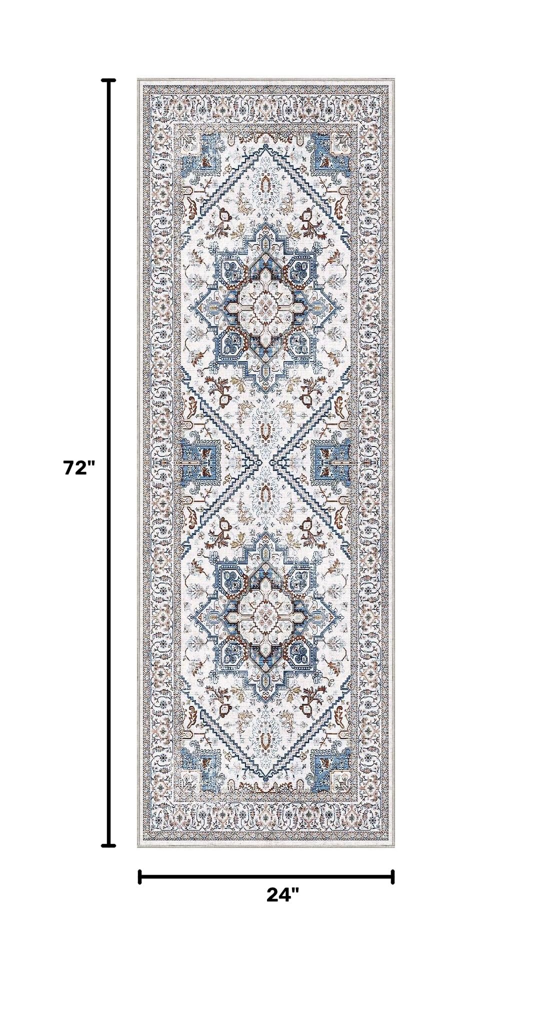 Soft Area Rugs 2x6 (2' x 6' (Runner) / Cream White & Blue)