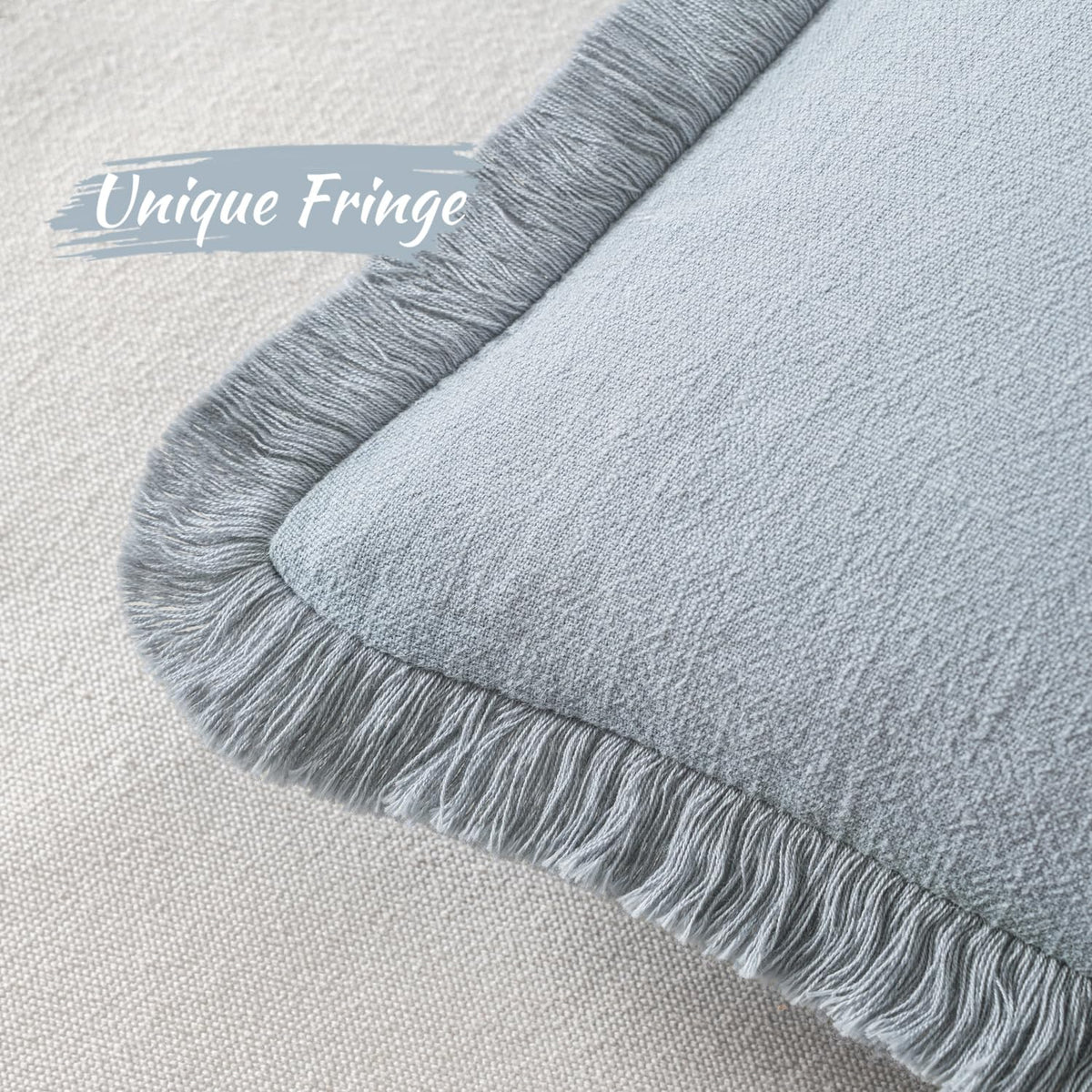 Boho Linen Fringe Decorative Throw Pillow Covers Sky Blue 20x20 (20" x 20" (Pack of 2) / Sky Blue)