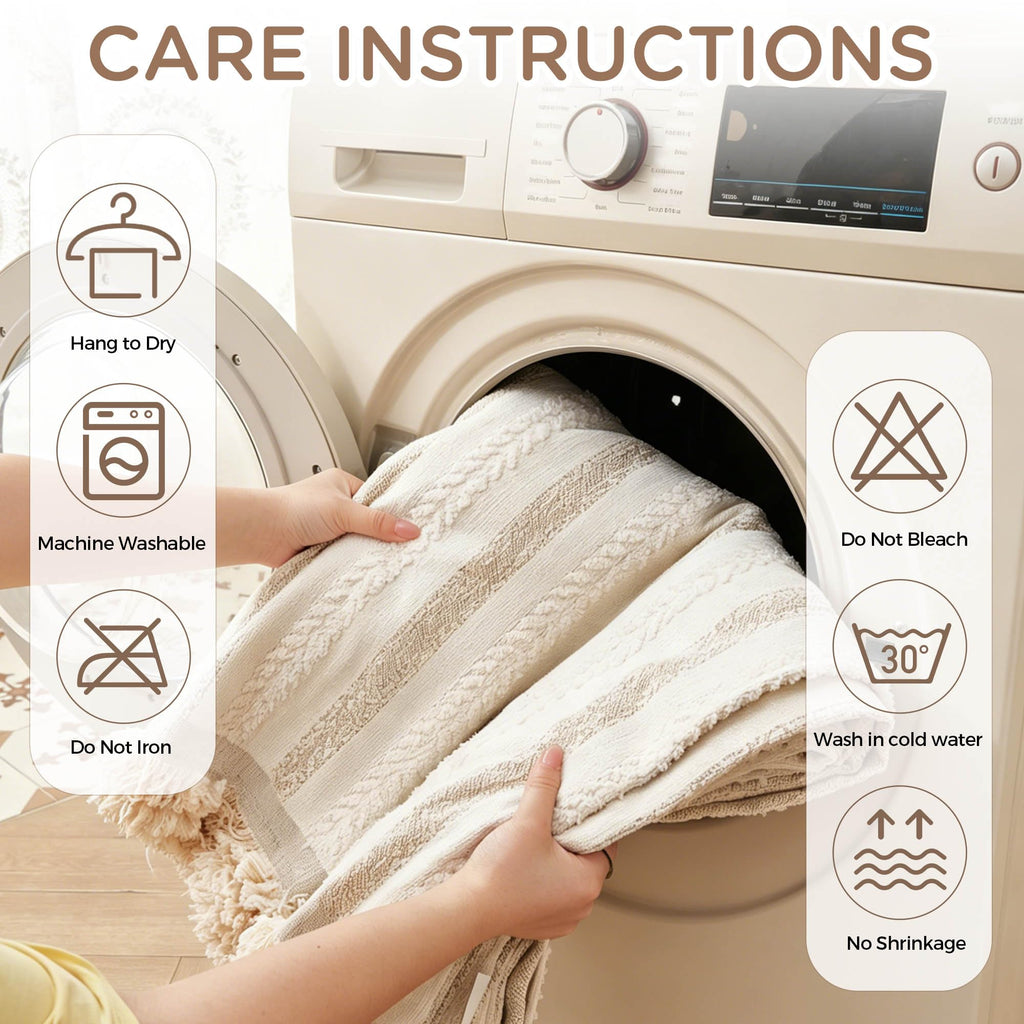 Couch Cover for Sofa (Striped Braid Cream / 71*118 inch)