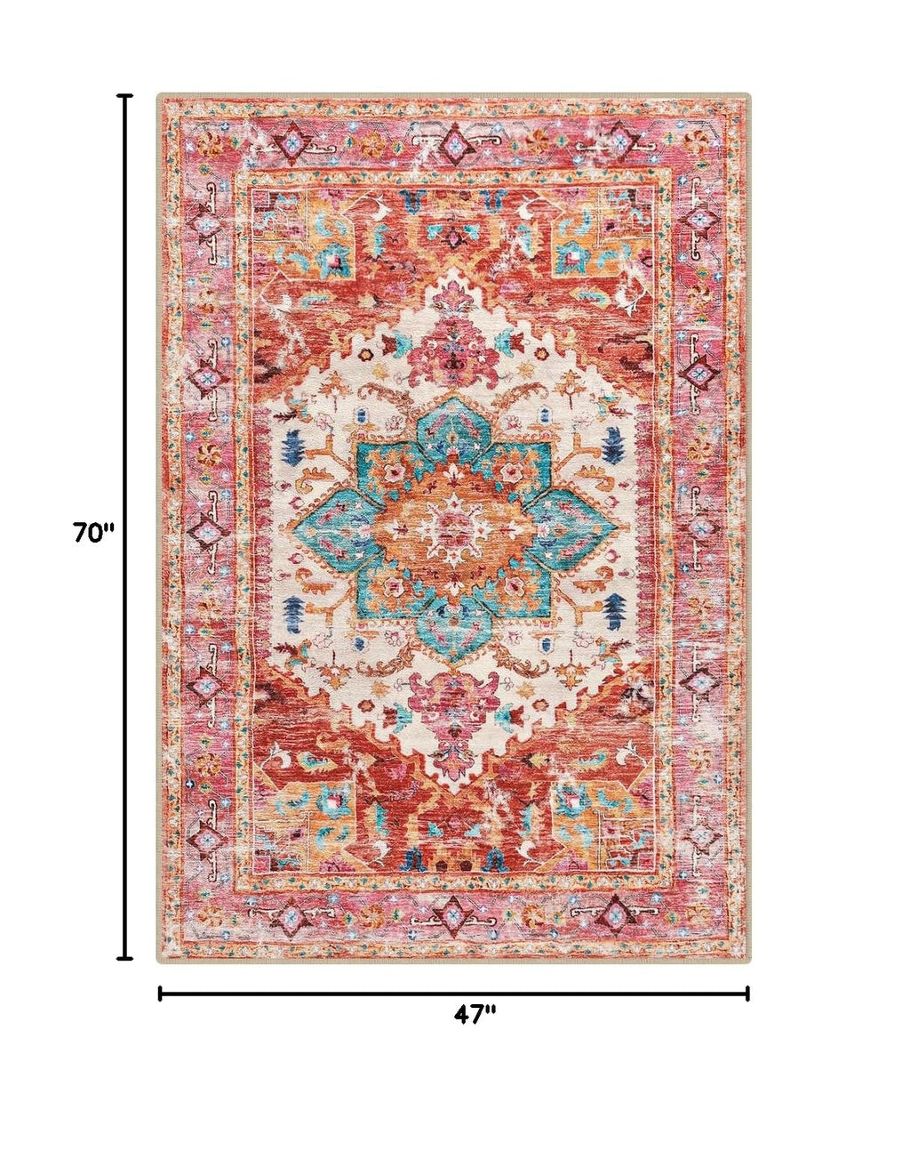 Washable Area Rug (4' x 6' / Pink)