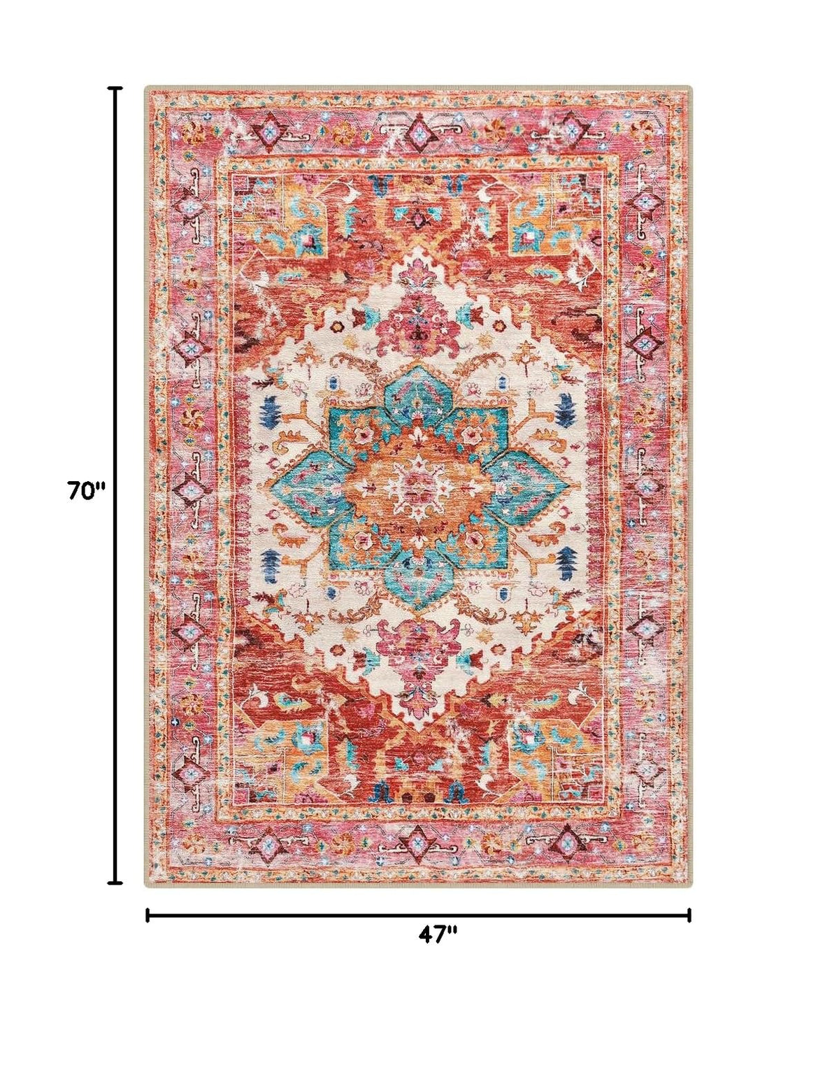 Washable Area Rug (4' x 6' / Pink)