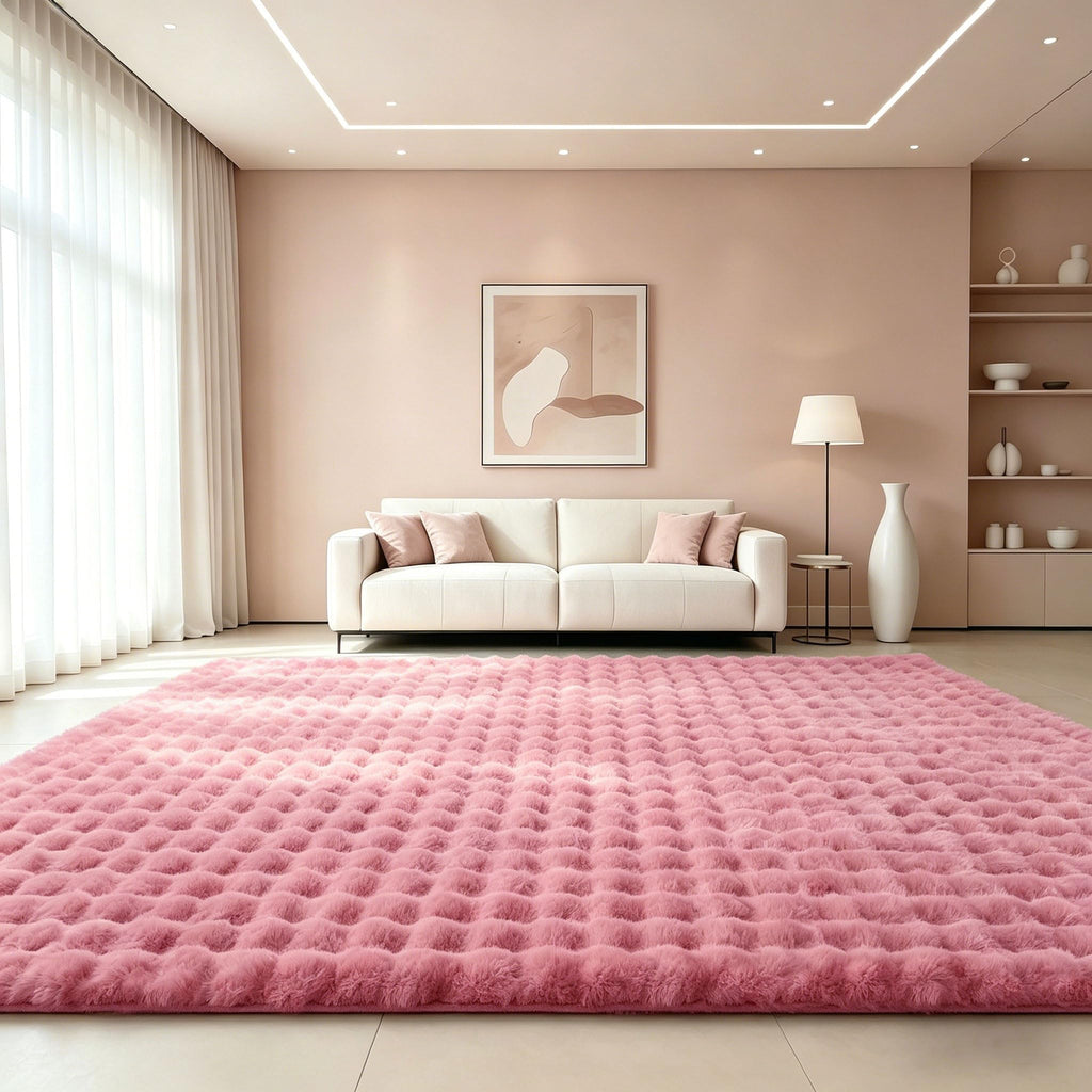 Dusty Rose Rabbit Plush Rug 6'x9' (Dusty Rose / 6' x 9' (Rectangular))
