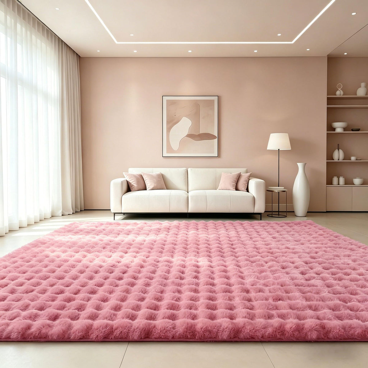 Dusty Rose Rabbit Plush Rug 6'x9' (Dusty Rose / 6' x 9' (Rectangular))
