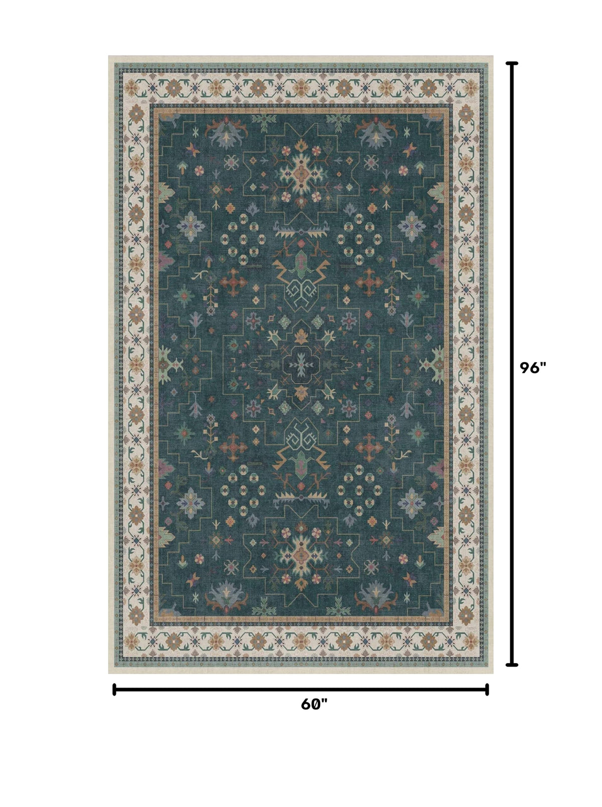 Dark Green Oushak 5x8 Living Room Rug (5' x 8' (Rectangular) / Dark Green)