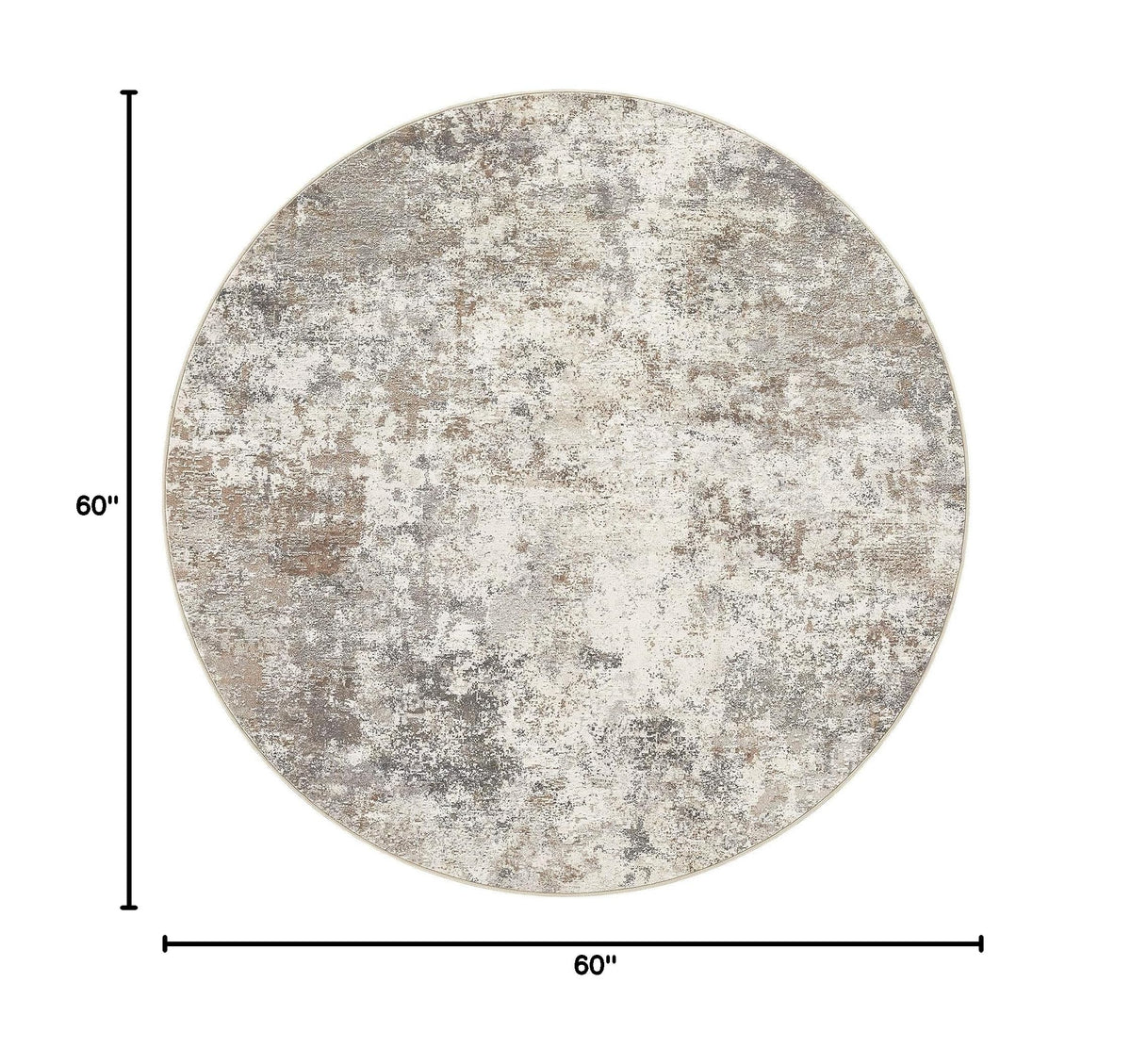5ft Round Area Rug Living Room Rugs (Brown Grey / 5' (Round))