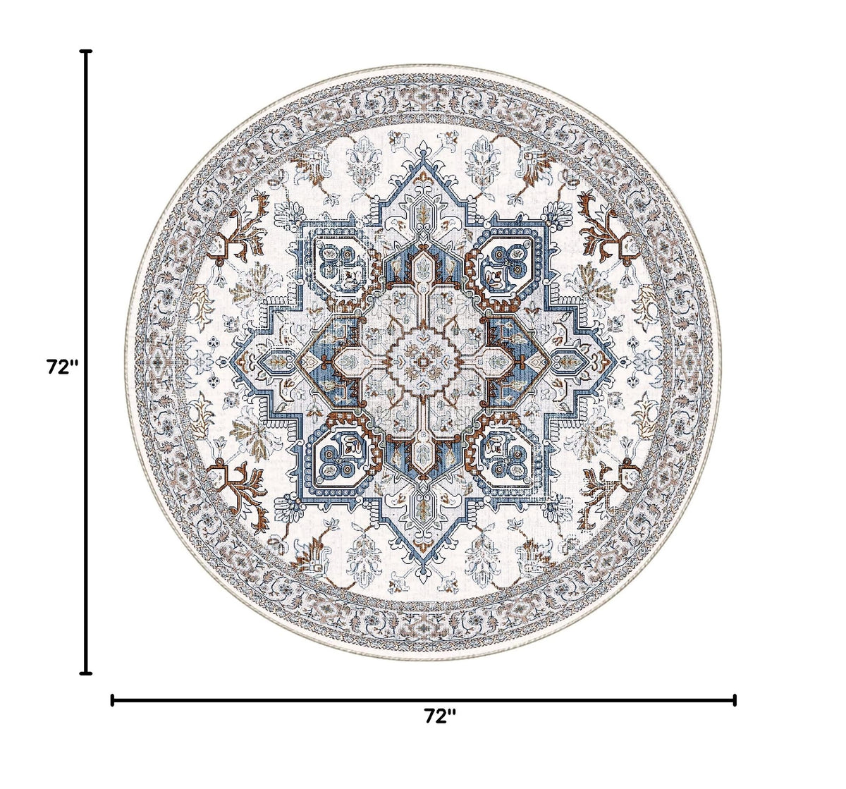 Soft Area Rugs 6' (6' (Round) / Cream White & Blue)