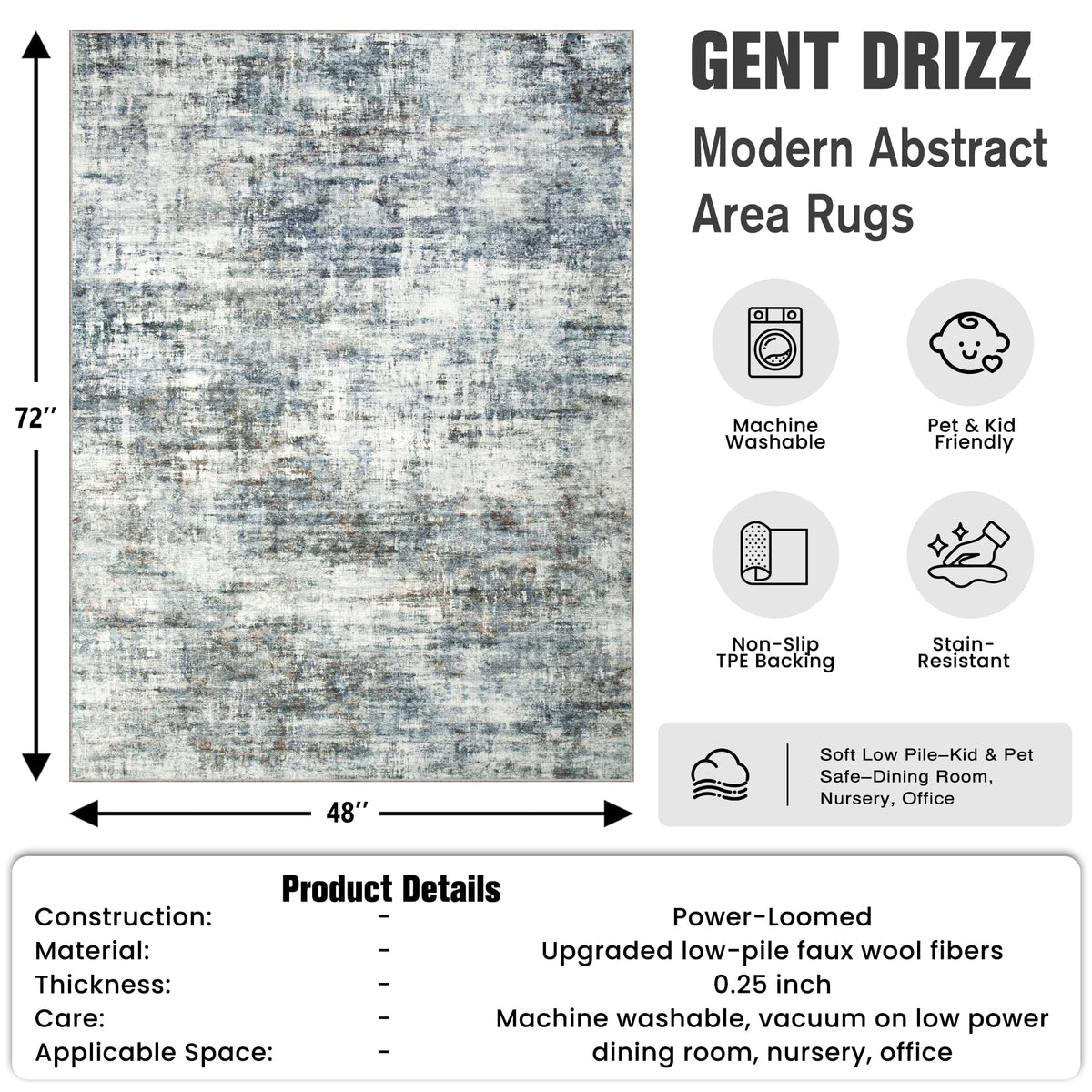 4x6 Area Rugs for Living Room (Blue/Multi Color / 4' x 6' (Rectangular))