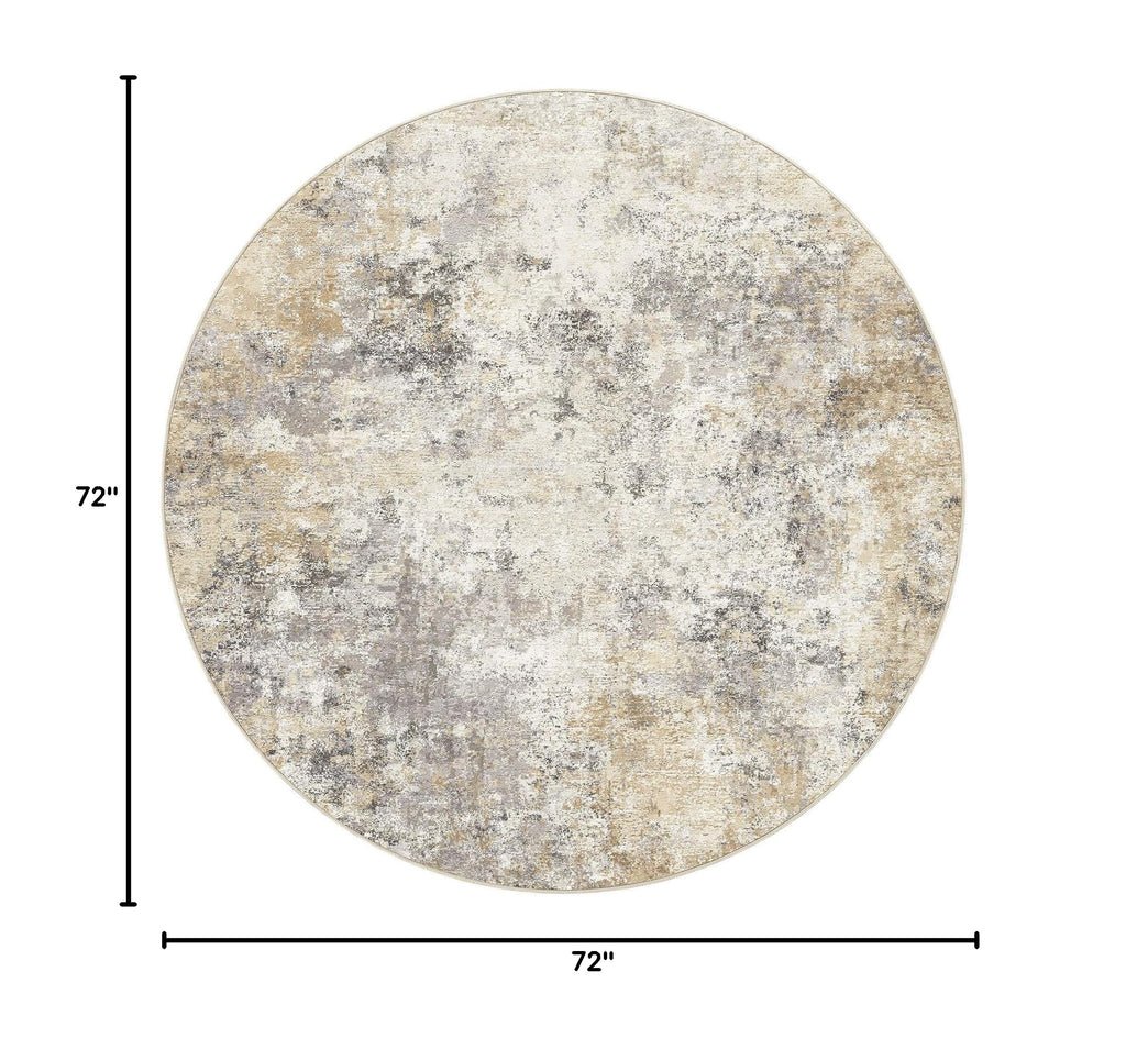 6ft Round Area Rug Living Room Rugs (Golden Grey / 6' (Round))