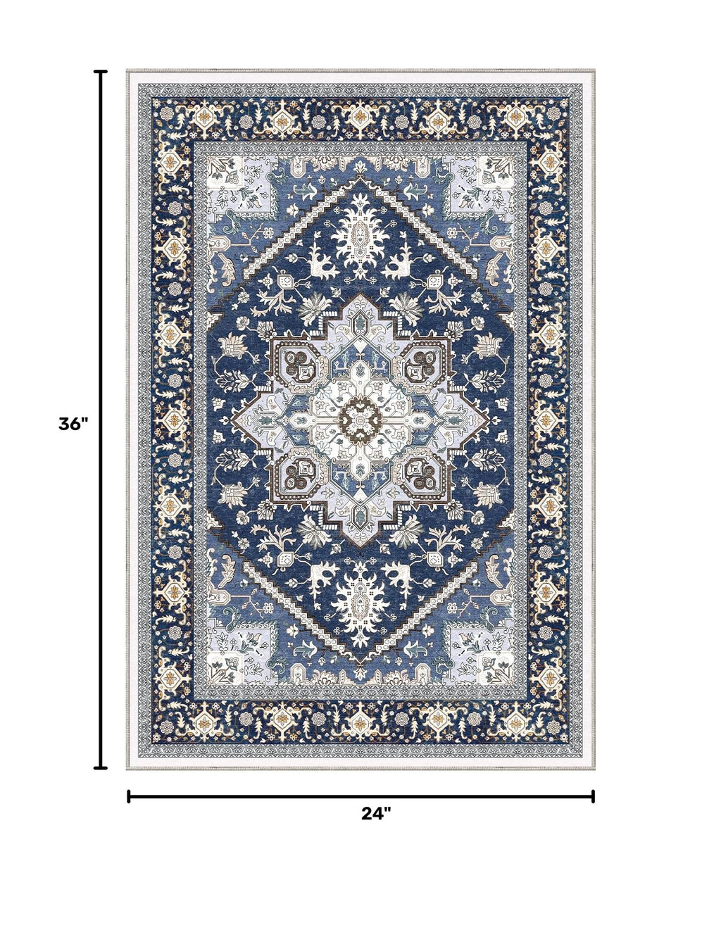 Soft Area Rugs 2x3 (2' x 3' (Rectangular) / Blue & Gold)